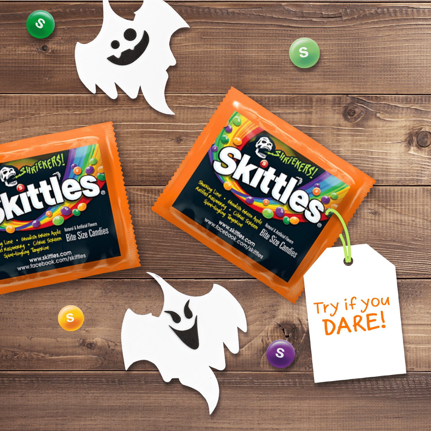 Skittles Shriekers Sour Fun Size Halloween Chewy Candy - 8.47 oz Bag