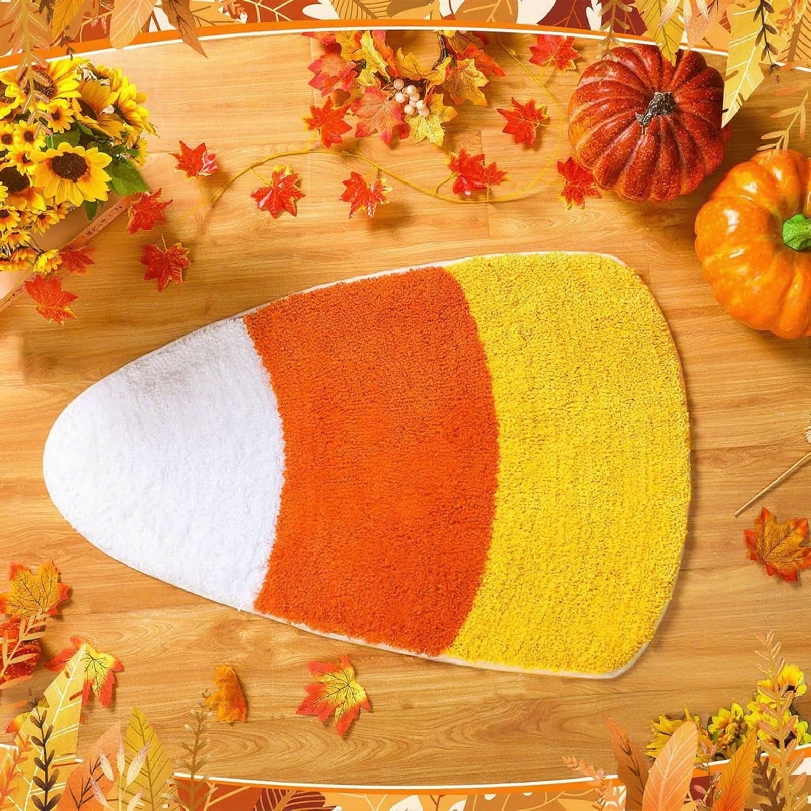 Konghyp Pumpkin Shaped Carpet, Non-Slip Entryway Rug, Washable Floor Mat for Home Entrance, Ideal for Halloween Fall Thanksgiving Decor, Versatile Bathroom and Kitchen Mat