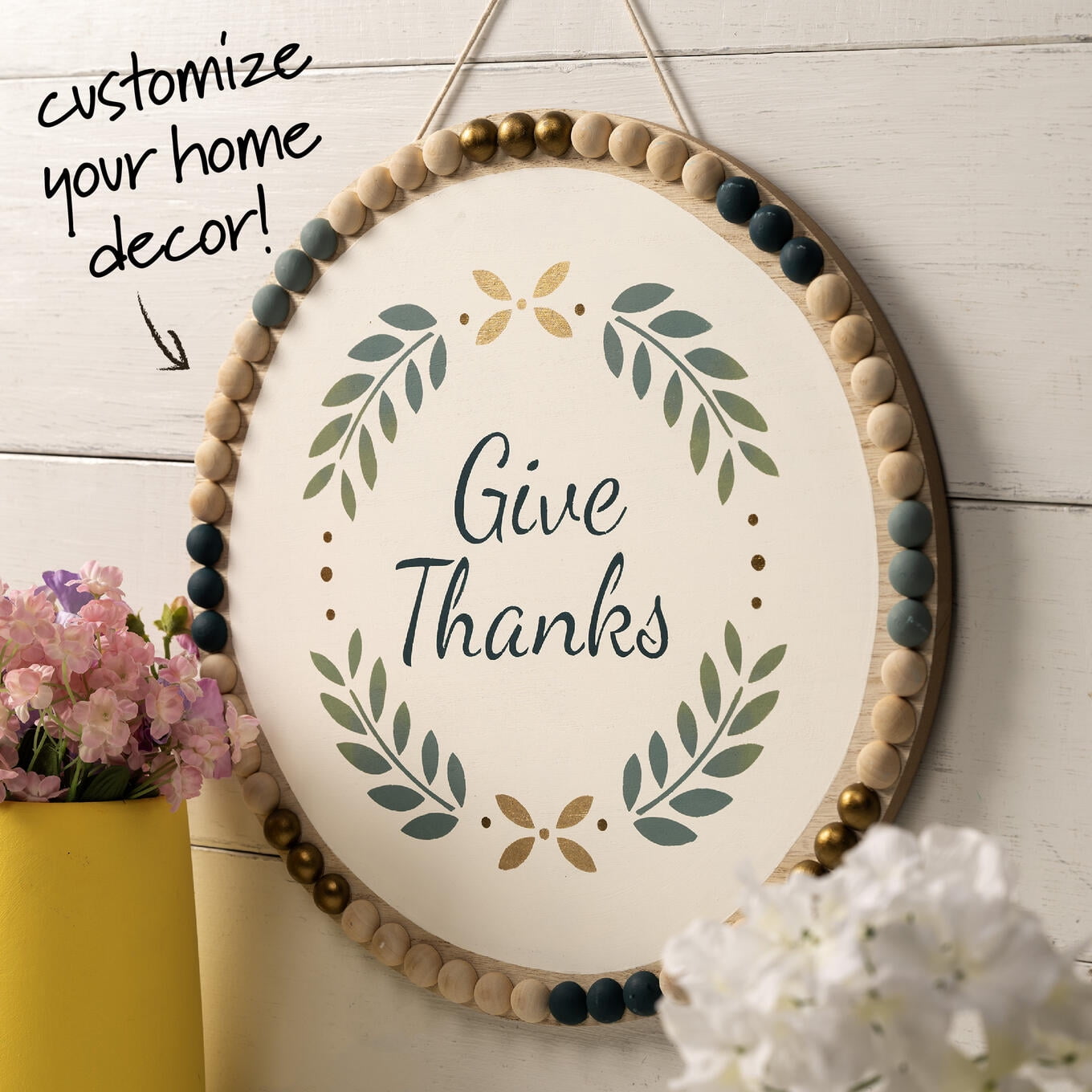 Plaid Wood Surfaces Round Beaded Edge Plaque, 15"