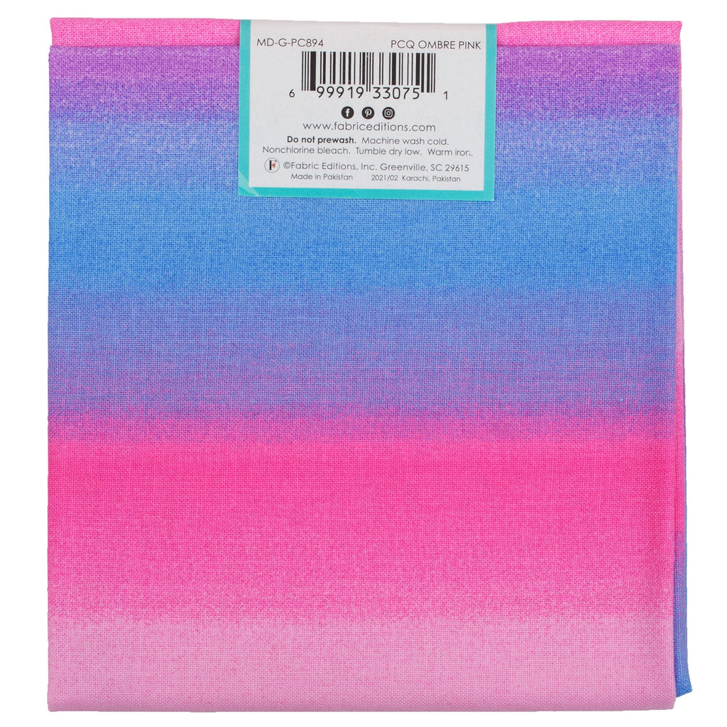 Fat Quarter 100% Cotton Ombre, Pink, 18"x 21" for Quilting & Sewing, 1 Each