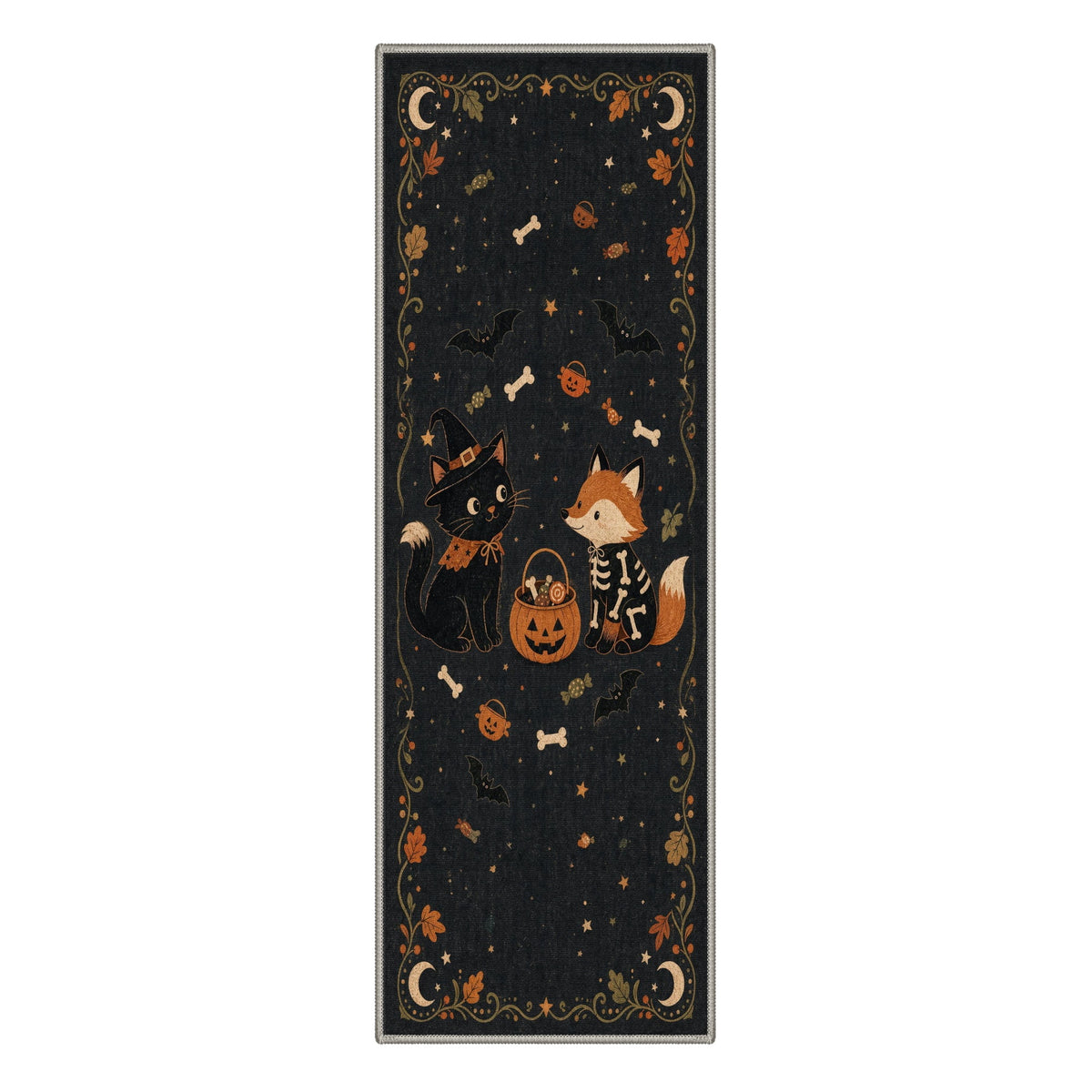 GENIMO 2'x7' Halloween Runner Rug, Washable Non Slip Soft Farmhouse Pumpkin Indoor Outdoor Hallway Runner for Porch Patio Kitchen Entryway, Vintage Sepia