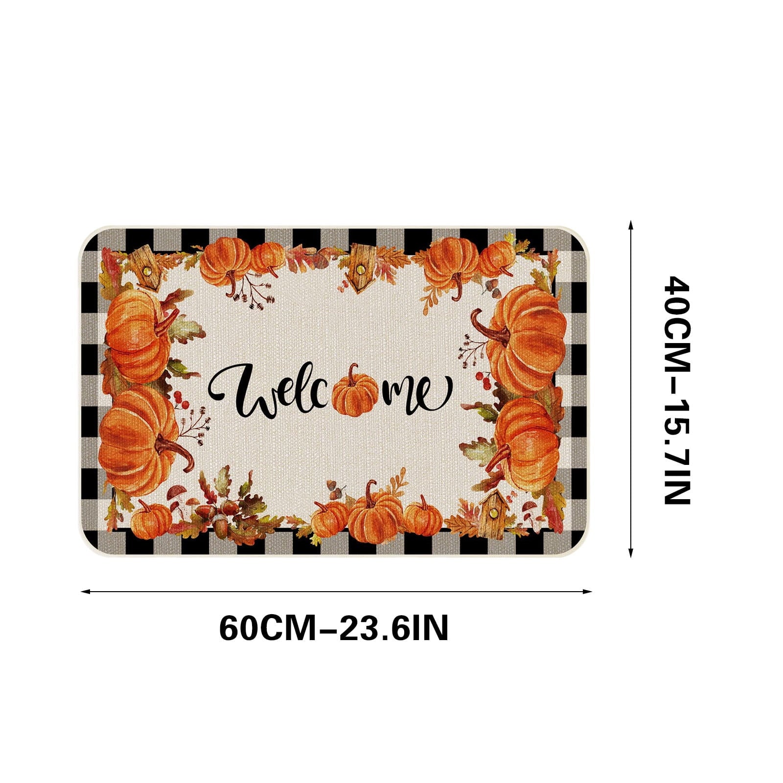 chaungfeng Welcome Fall Door Mat, Seasonal Pumpkin Decorative Doormat, Thick Non-Slip Rugs, for Indoor Outdoor Entrance Floor, Halloween Thanksgiving Decoration (23.6"X15.7")
