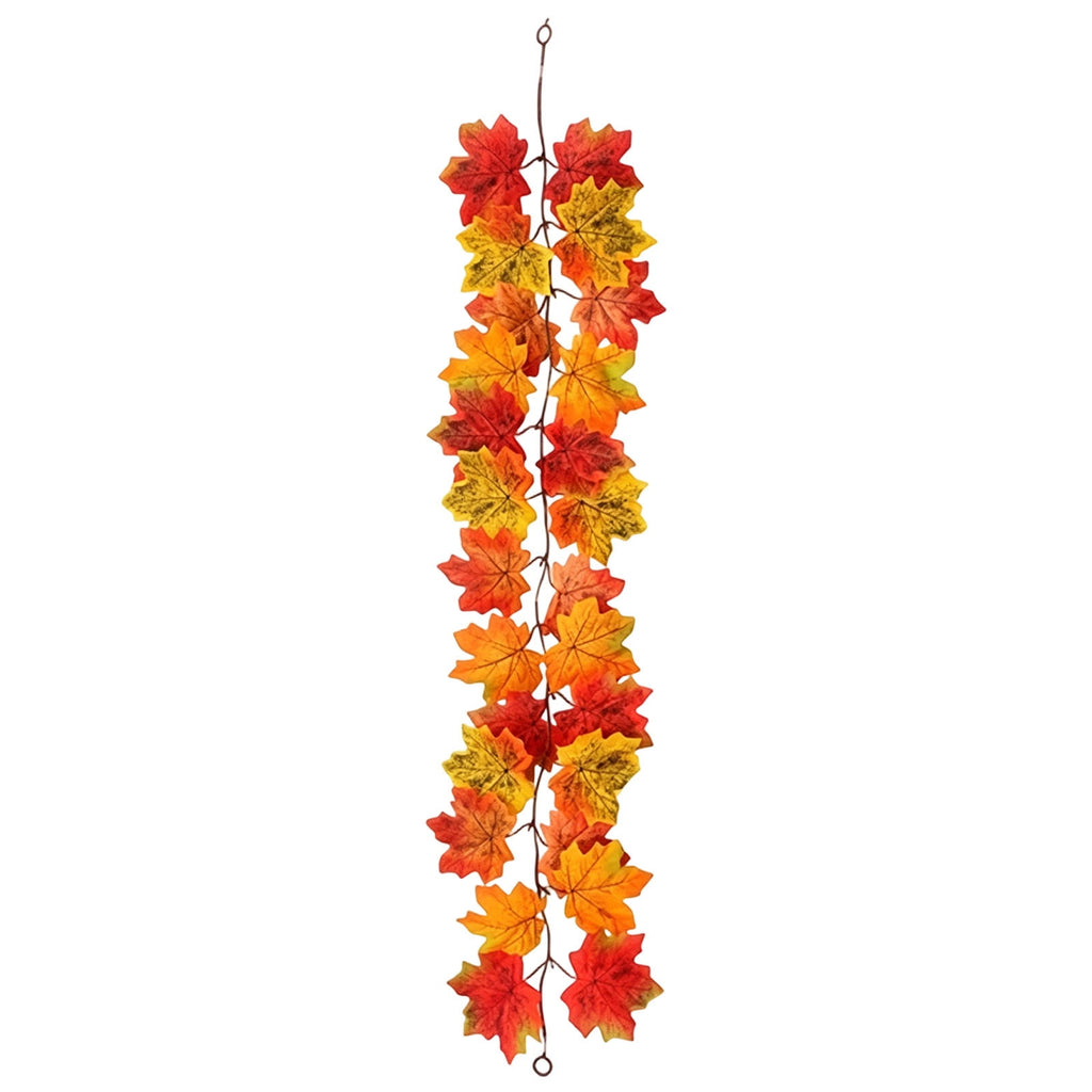 WKSCLPAI Halloween Maple Leaf Garland, Fall Vine Wreaths for Autumn Festivities Decor,Seasonal Garlands for Home,Halloween & Fall Decorations