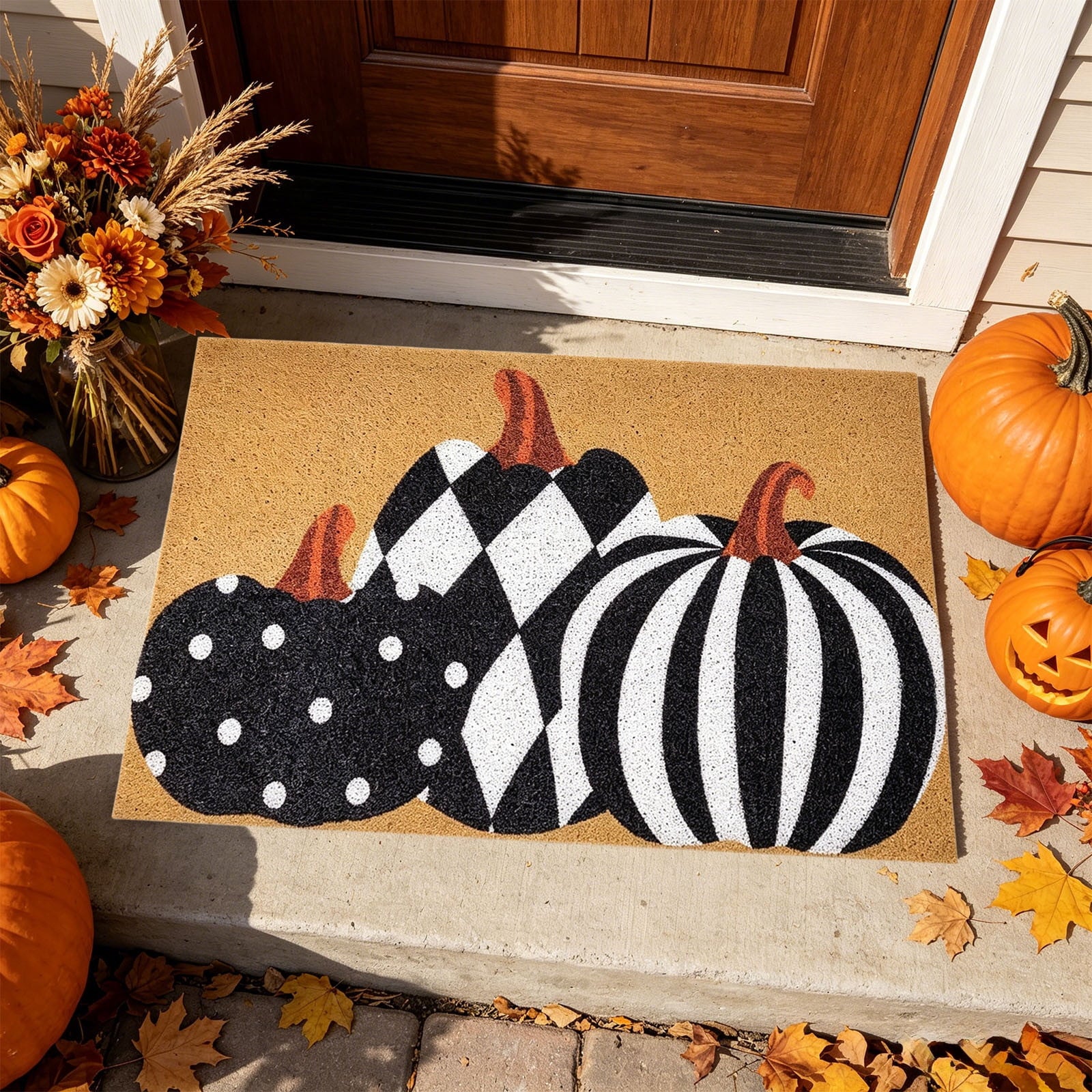 WWC Halloween Door Mat, 32x20 inch Halloween Decor Thick Non Slip Ghost doormat, Entryway Rug for Fall Party Indoor Outdoor Front Porch
