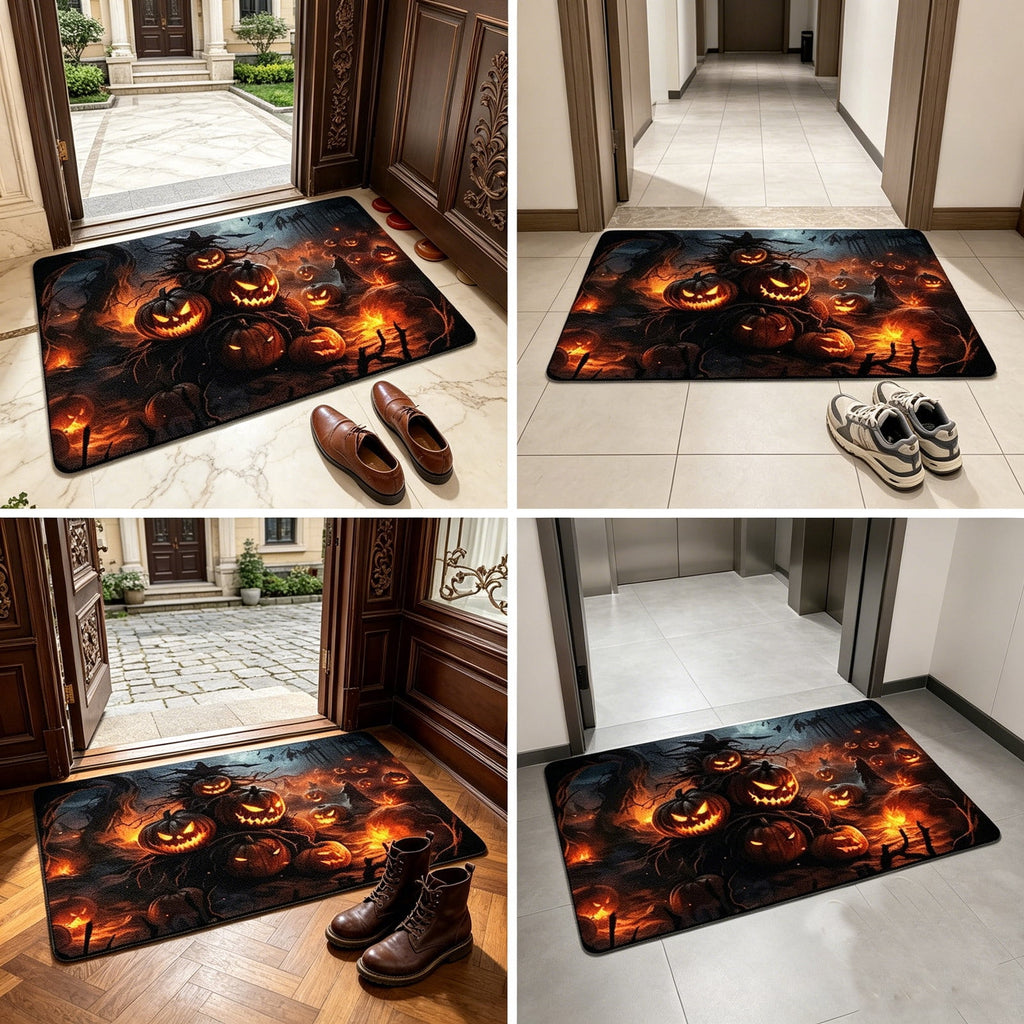 OutmaxHome Halloween Theme Cute Ghost Print Doormat, 15.8x23.6 Inch Non-Slip Absorbent Mat, Easy to Clean, for Front Door, Porch, Farmhouse