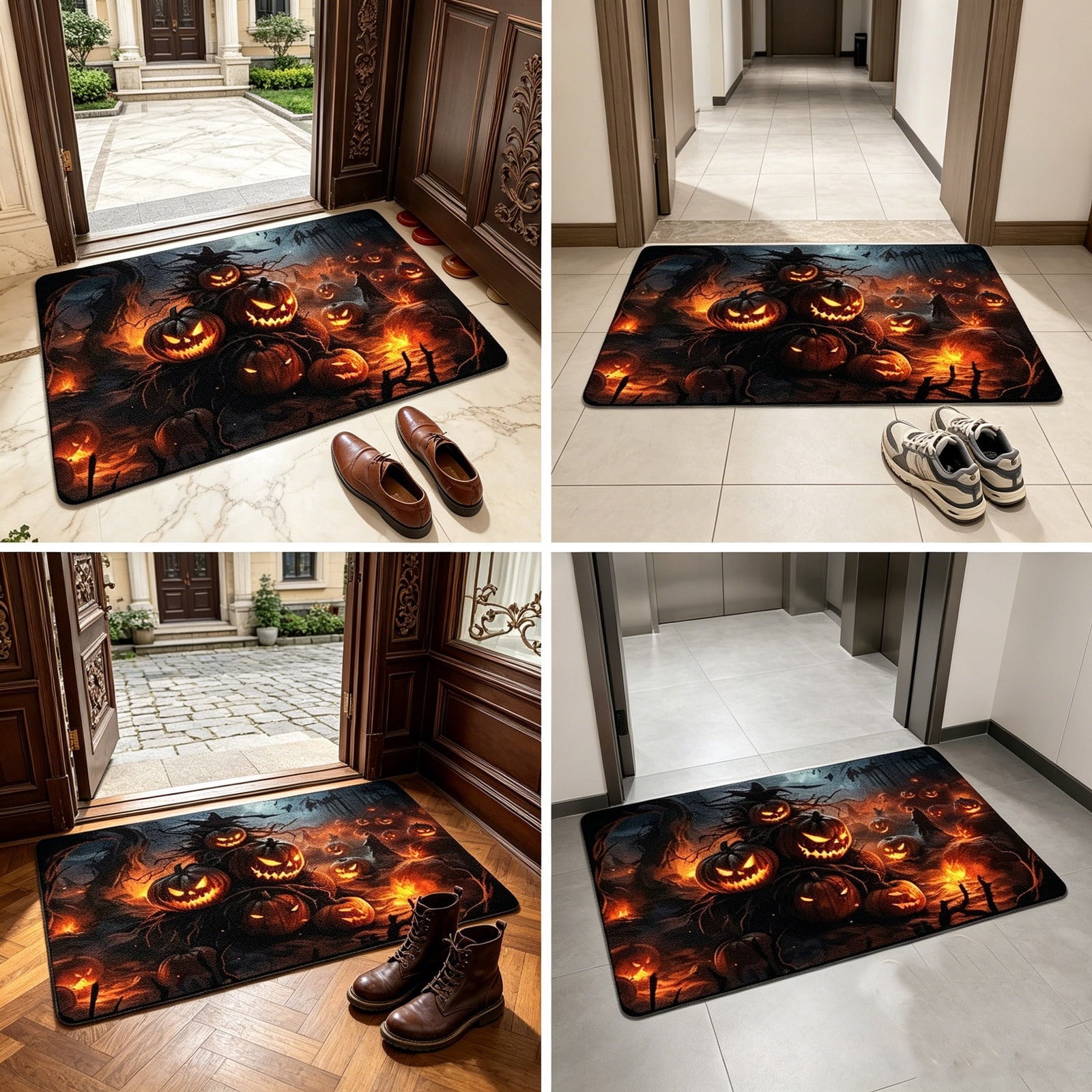 Front Door Mat Indoor Outdoor Entrance Rug, Semicircular Entrance Mat, Half Round Waterproo Non-Slip Durable Rubber Doormat for Garage, Patio, 29.5 inch
