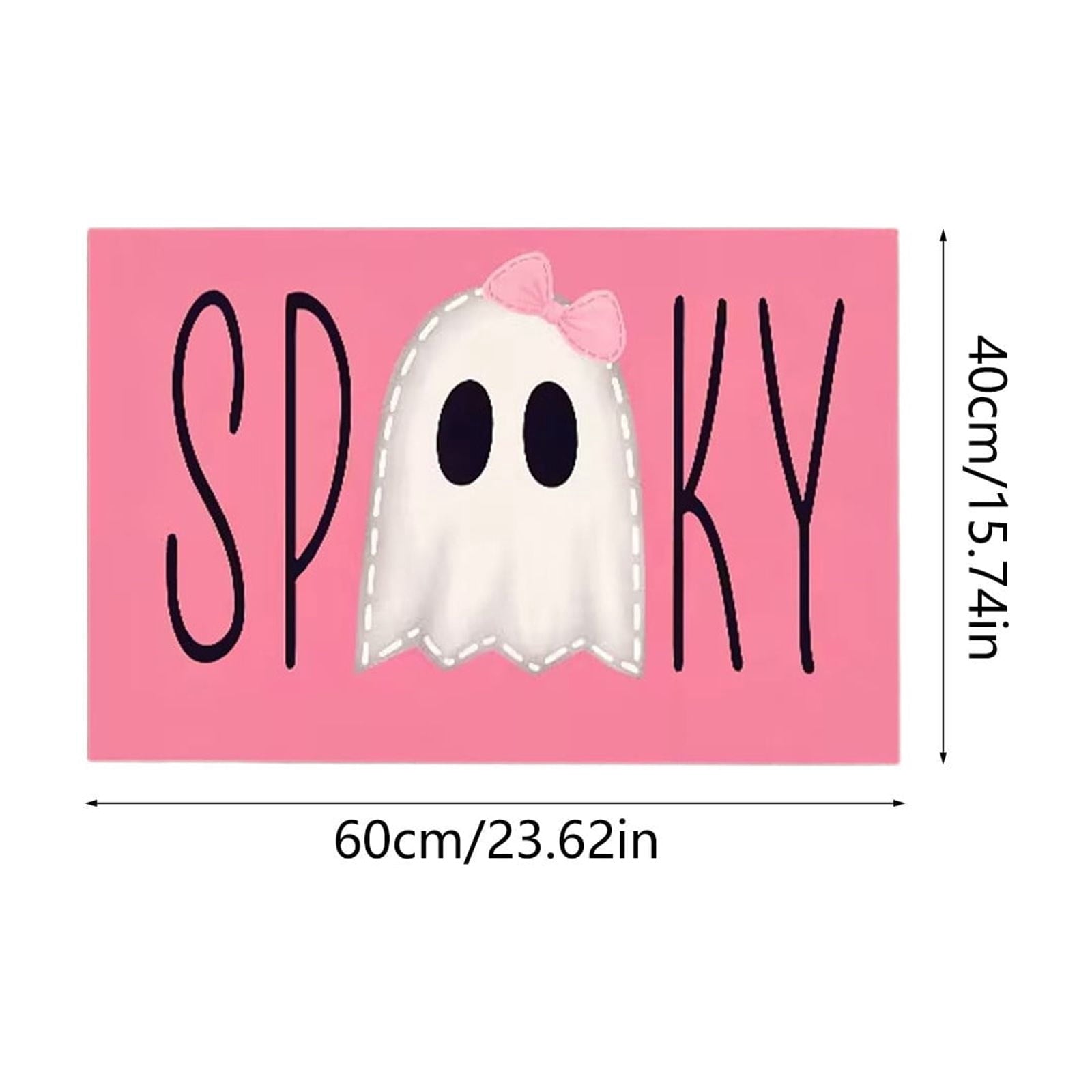 Halloween Doormat Ghost Bath Mat 23.6x15.7in Secure-Grip Absorbent Soft Faux Fur Rug for Bathroom Bedroom Living Room Decor by OVFUIZ