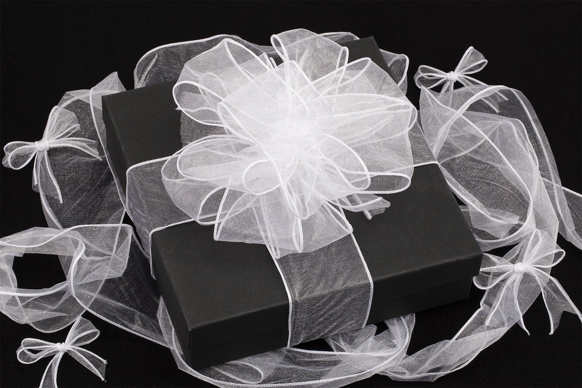 Joycrosso 1.5 Inch White Wired Organza Ribbon - 20 Yards Sheer Decorative Ribbon for Gift Wrapping, Wedding Decor, Christmas Tree, Crafts & DIY Projects