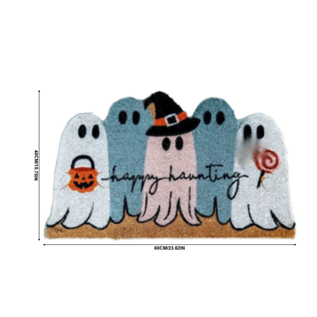 Halloween Ghost Shaped Entrance Doormat - Spooky Decorative Floor Mat Front Door Entry Rug for Porch Indoor Outdoor Home Door Decoration