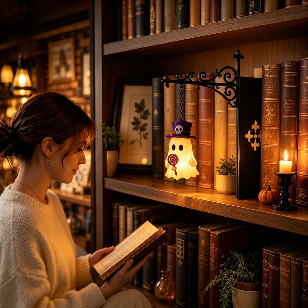 Nkmbld Halloween Bookshelf Lamp, Vintage Library Lantern Decorative Bookshelf Lighting, Hanging Ghost Lantern Book Shelf Light, Halloween Decorations Indoor