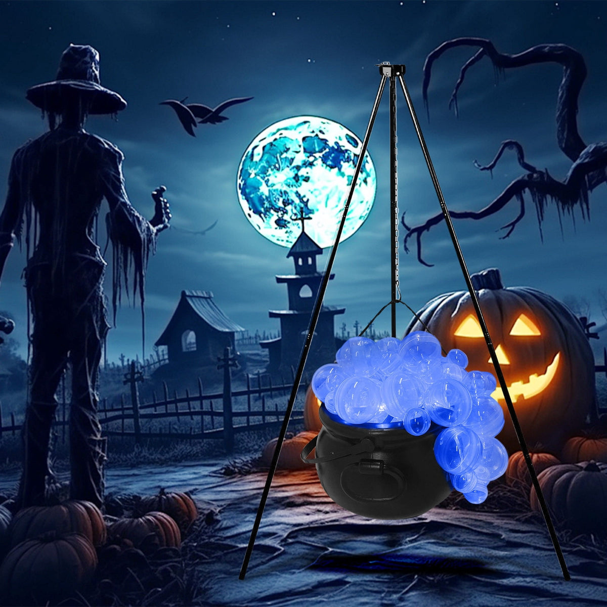 Muecwrye Halloween Decorations Outdoor, Halloween Clearance! Halloween Witches Cauldron with Lights, DIY Bubbling Cauldron Set Decor for Home Porch Outside, Halloween Party Supplies( Without Tripod)