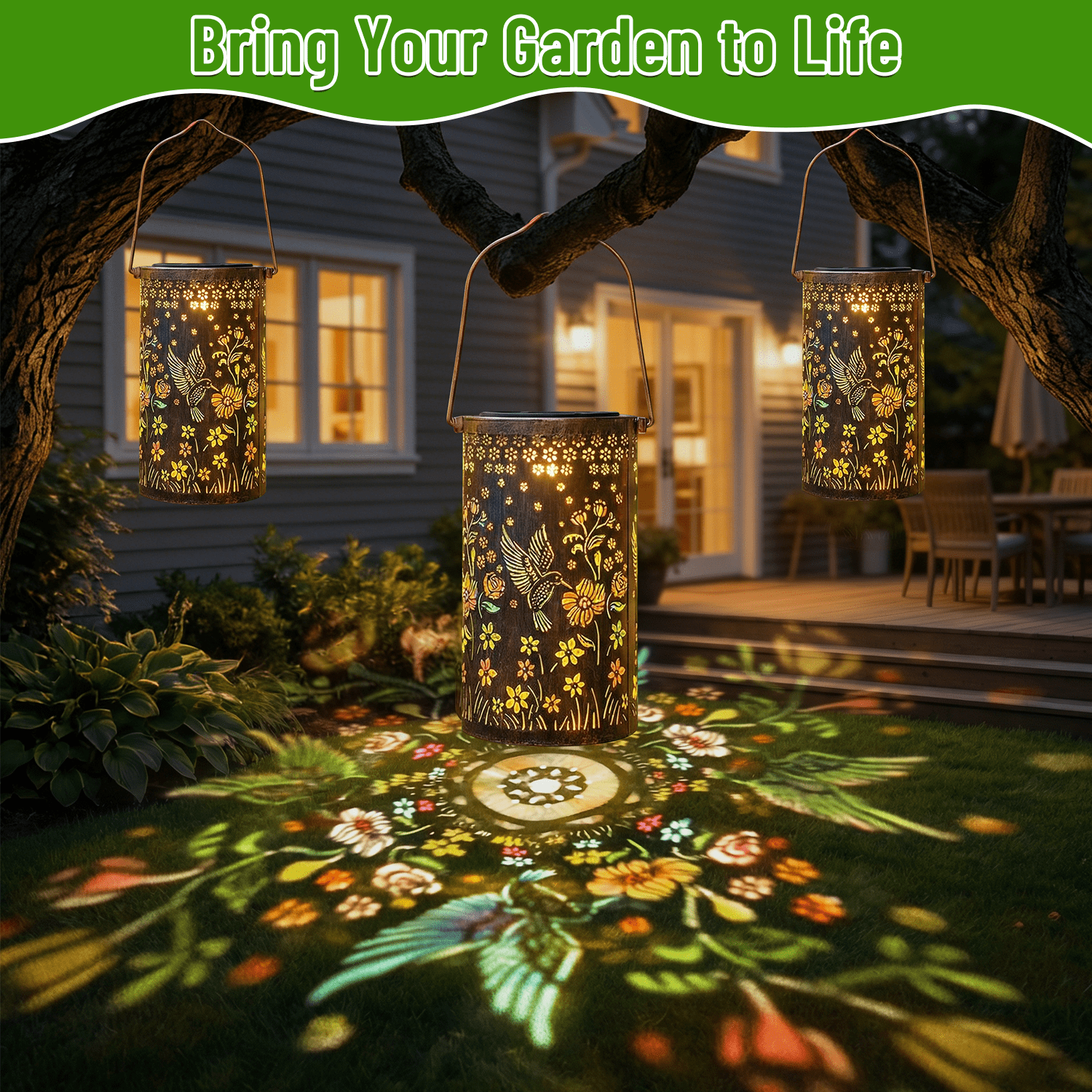 Colorful Solar Lanterns IP65 Outdoor Waterproof, Mother's Day Gifts for Women Mom Grandma - LED Colorful Sunflower Solar Lights Metal Hanging Lantern for Patio Yard Porch