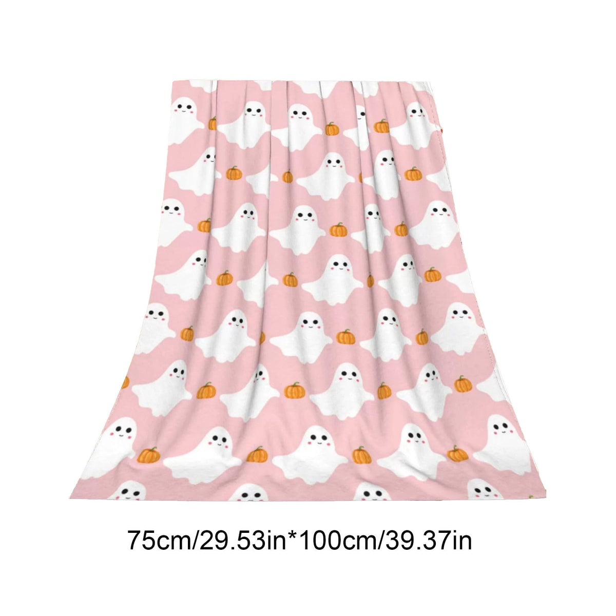 Pink Halloween Throw Blanket for Couch Fleece Halloween Decorations Throw Blankets Lightweight Soft Plush Big Throws and Blankets with Funny Ghost,30x40in