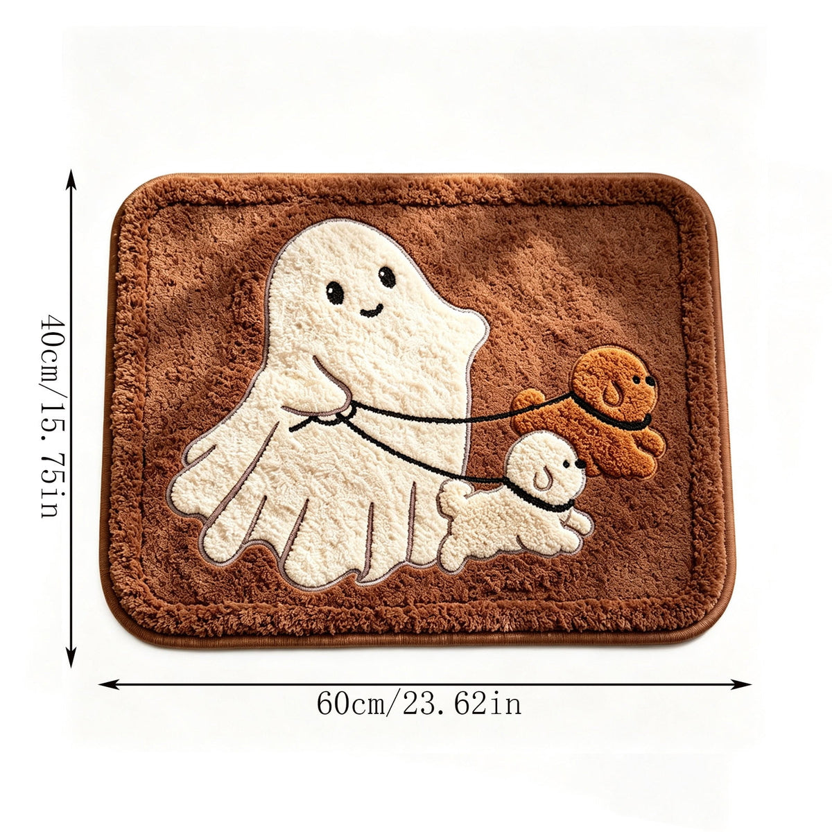 BZPIZ Halloween Door Mat for Front Door, 15.75"×23.62" Cute Ghost with Dogs Doormat Outside Entrance, Ghost Fall Decor for Porch and Entryway, Indoor & Outdoor Use