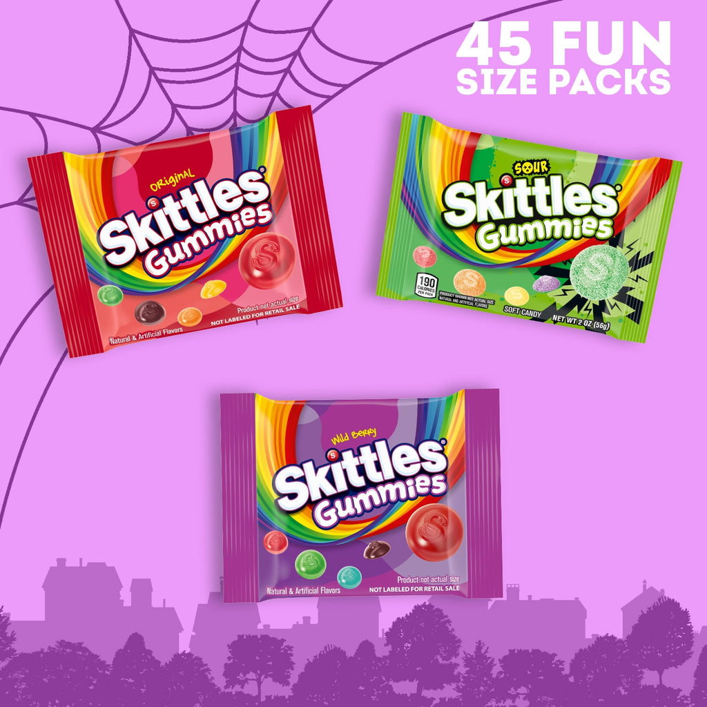 Skittles Gummies Fun Size Halloween Candy Variety pack Gummies Mix - 16.15 oz Bulk Bag