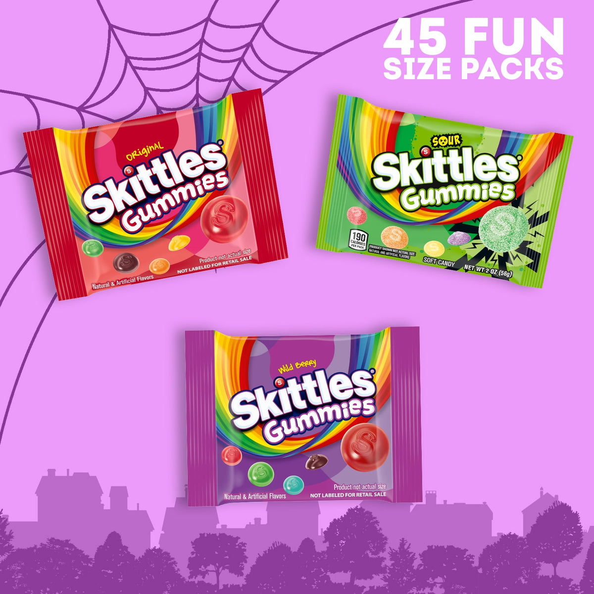 Skittles Gummies Fun Size Halloween Candy Variety pack Gummies Mix - 16.15 oz Bulk Bag