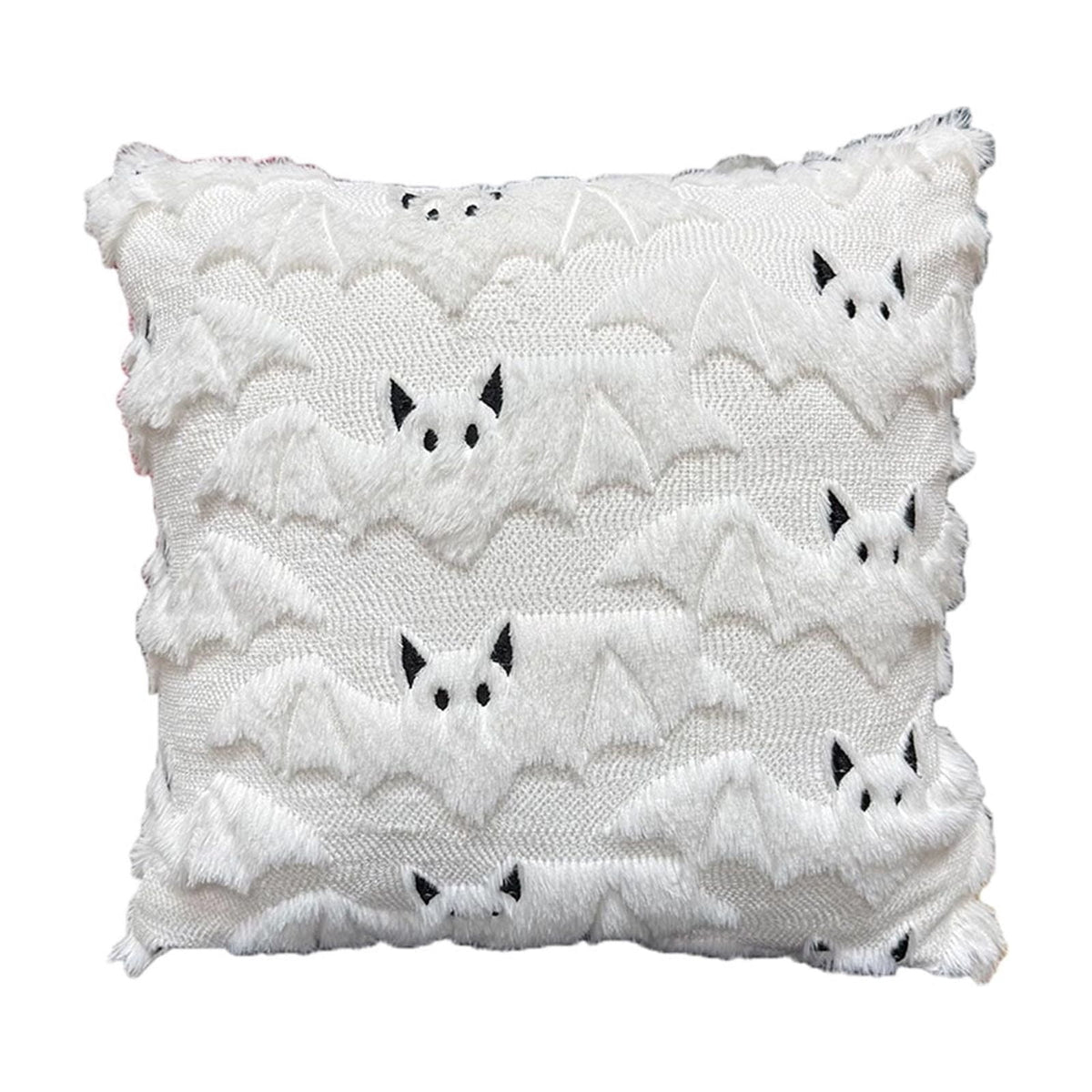 Yeciiwht Halloween Throw Pillow Cover – 18*18inch Embroidered Linen Cushion Case with Ghost, Mummy & Bat Designs, Invisible Zipper, Machine Washable