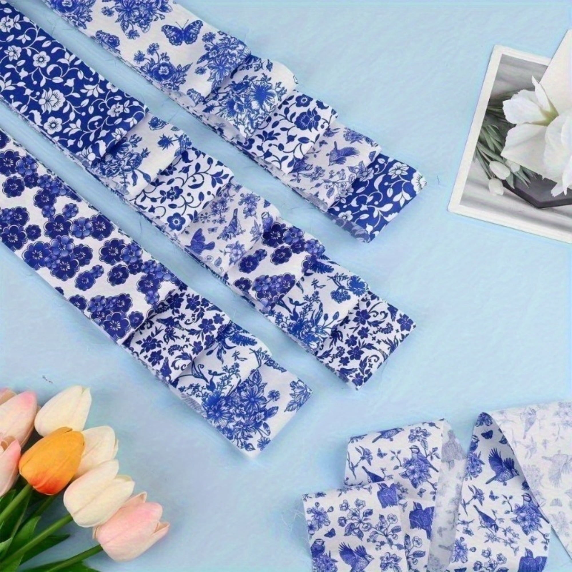 Heymaple 40Pcs Jelly Roll Fabric Strips for Quilting and Sewing, 2.6" x 20" Precut Fabric Squares for DIY Craft Handmade Accessories, Chinoiserie Series
