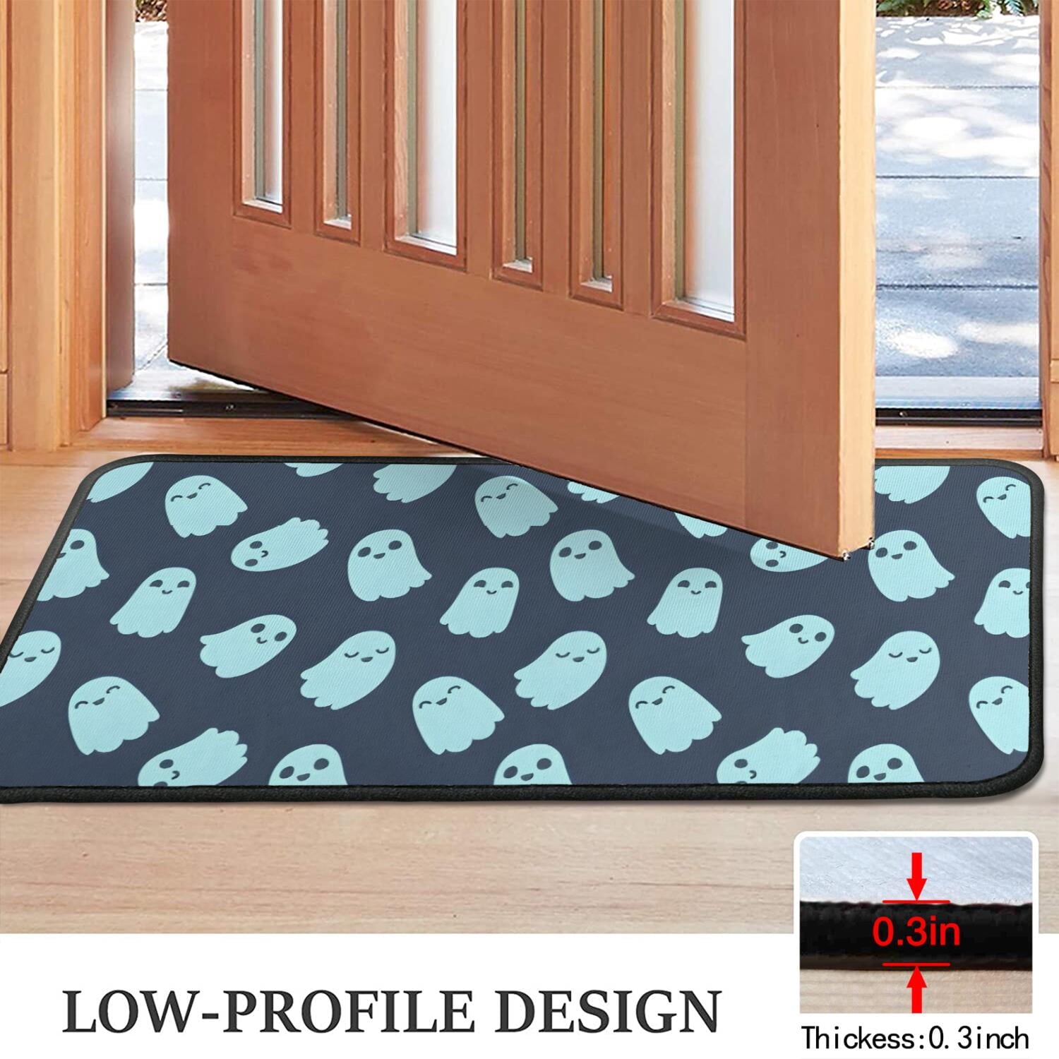 Halloween Ghost Pattern Door Rugs,Washable Non Slip Door Mats Indoor,Decorative Door Mats,Entry Mat Indoor for Entrance,Bedroom,Kitchen,Bathroom,30"x17"