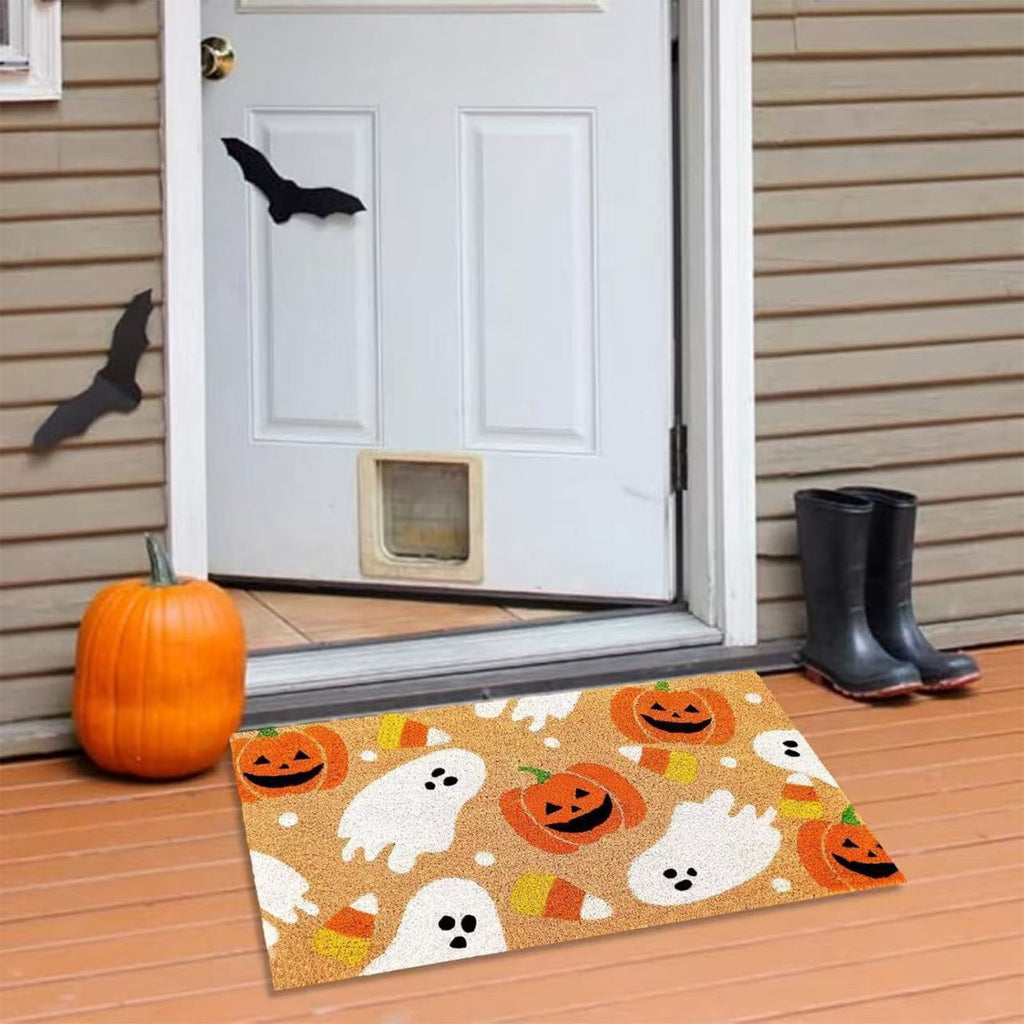 WWC Halloween Door Mat, 32x20 inch Halloween Decor Thick Non Slip Ghost doormat, Entryway Rug for Fall Party Indoor Outdoor Front Porch