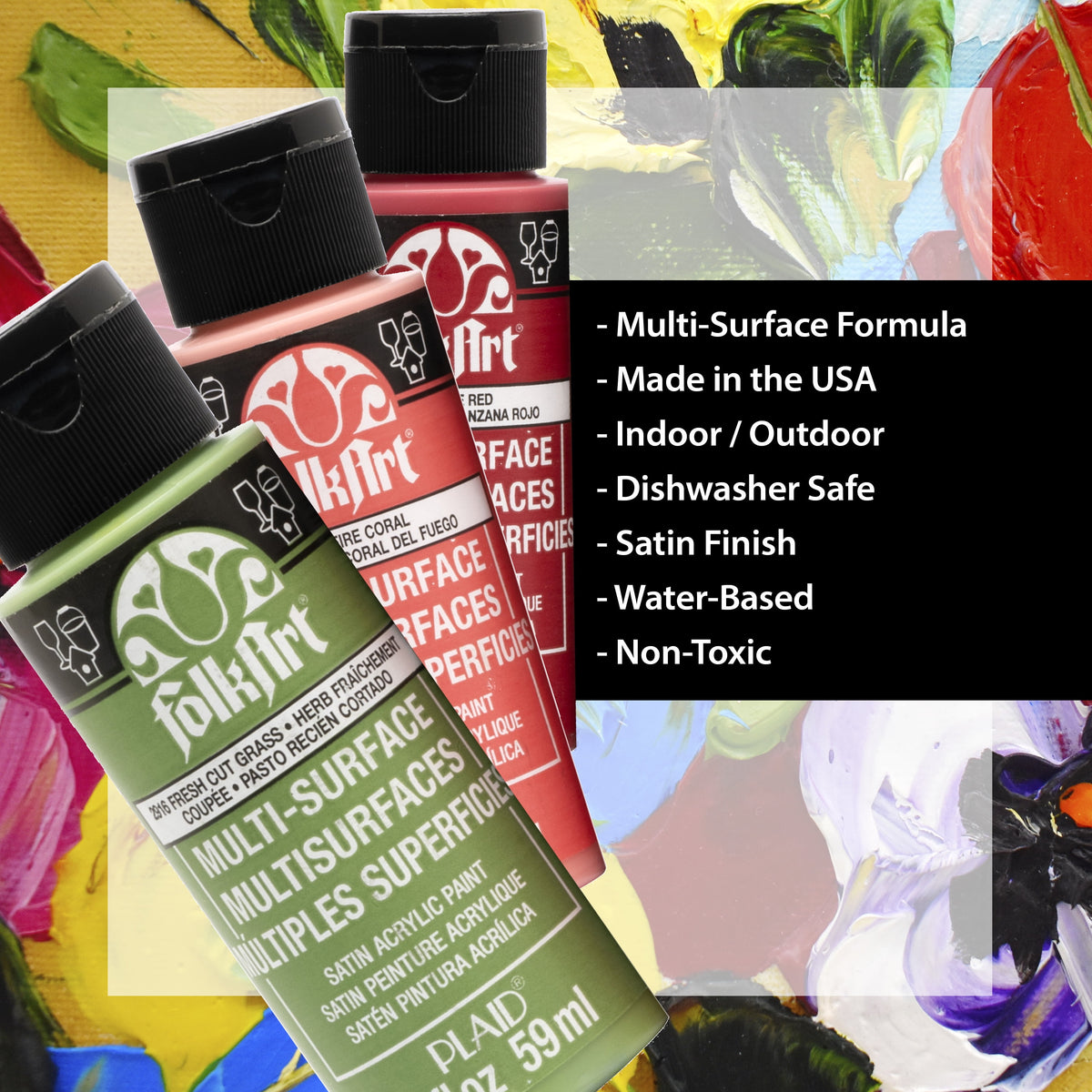 FolkArt Celebration Multi-Surface Acrylic Craft Paint Set, 10 Pieces, 20 fl oz