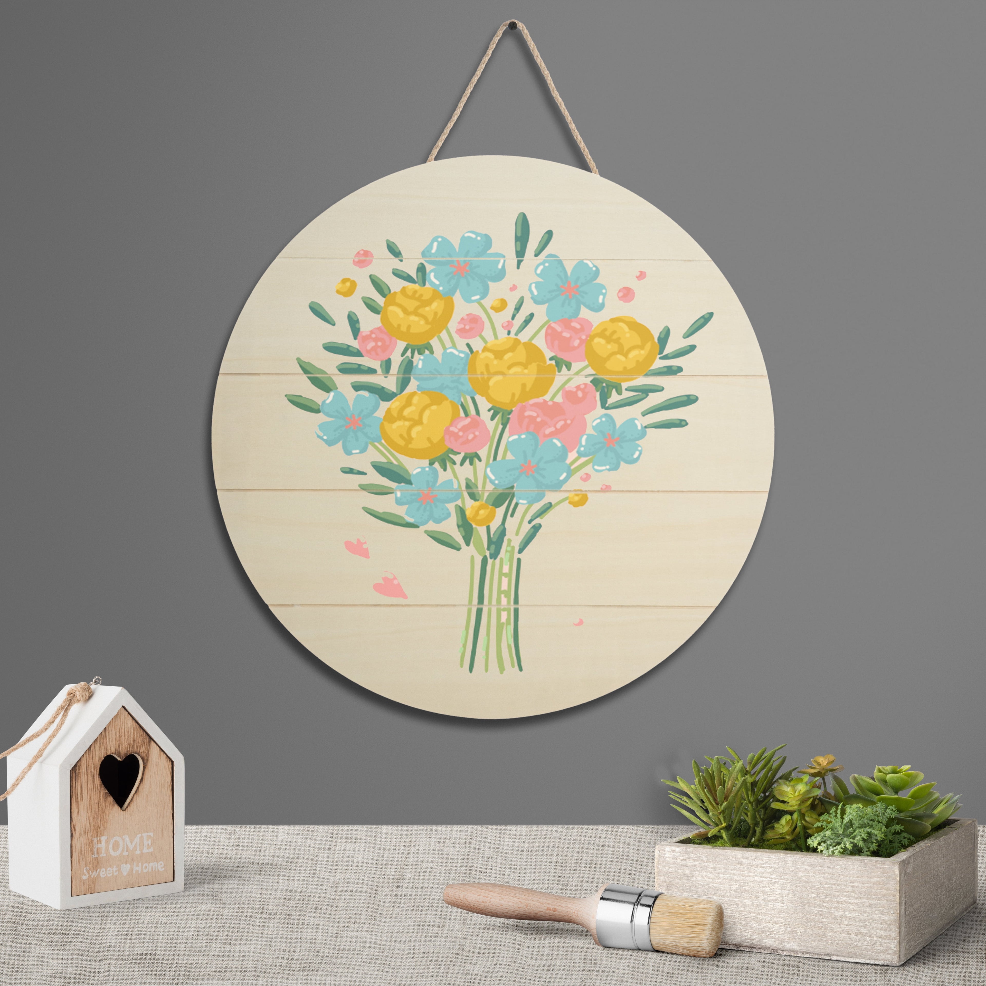Stylecraft 15.75" Slatted Round Unfinished Wood Plaque (1 Each)