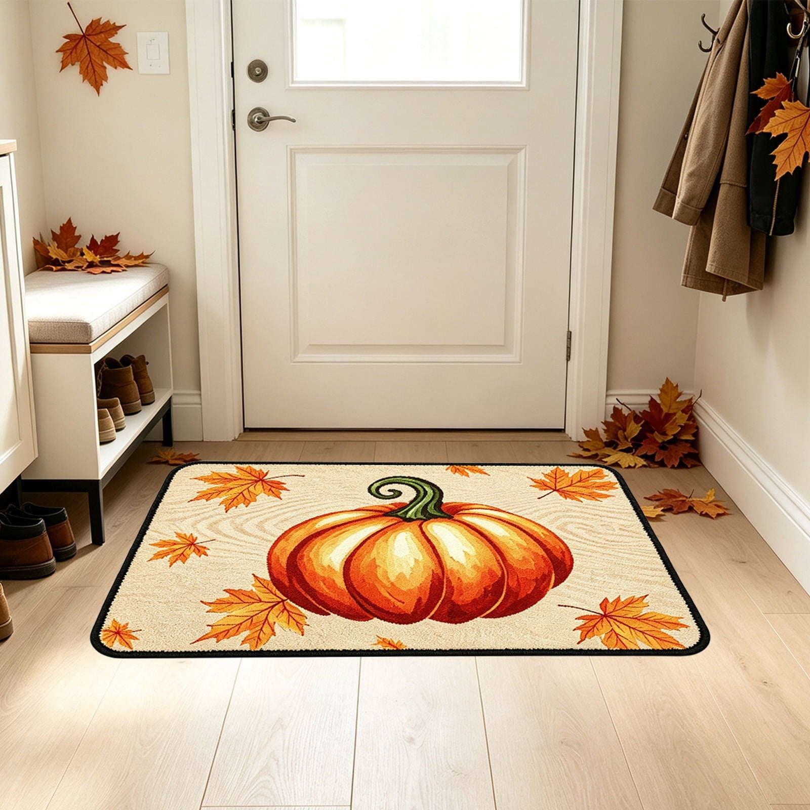 Autumn Door Mat for Entryway, 16x24 Inch, Fall-Themed Floor Doormat for Home Decor, Non-Slip Rug Mat for Living Room, Kitchen, Bedroom, Gifts for Fall Lovers (E)