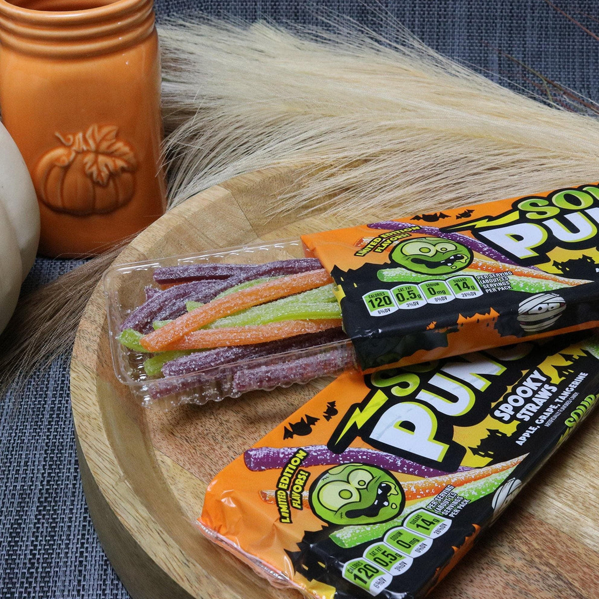 Sour Punch Spooky Straws Chewy Halloween Candy, 3.2oz Tray