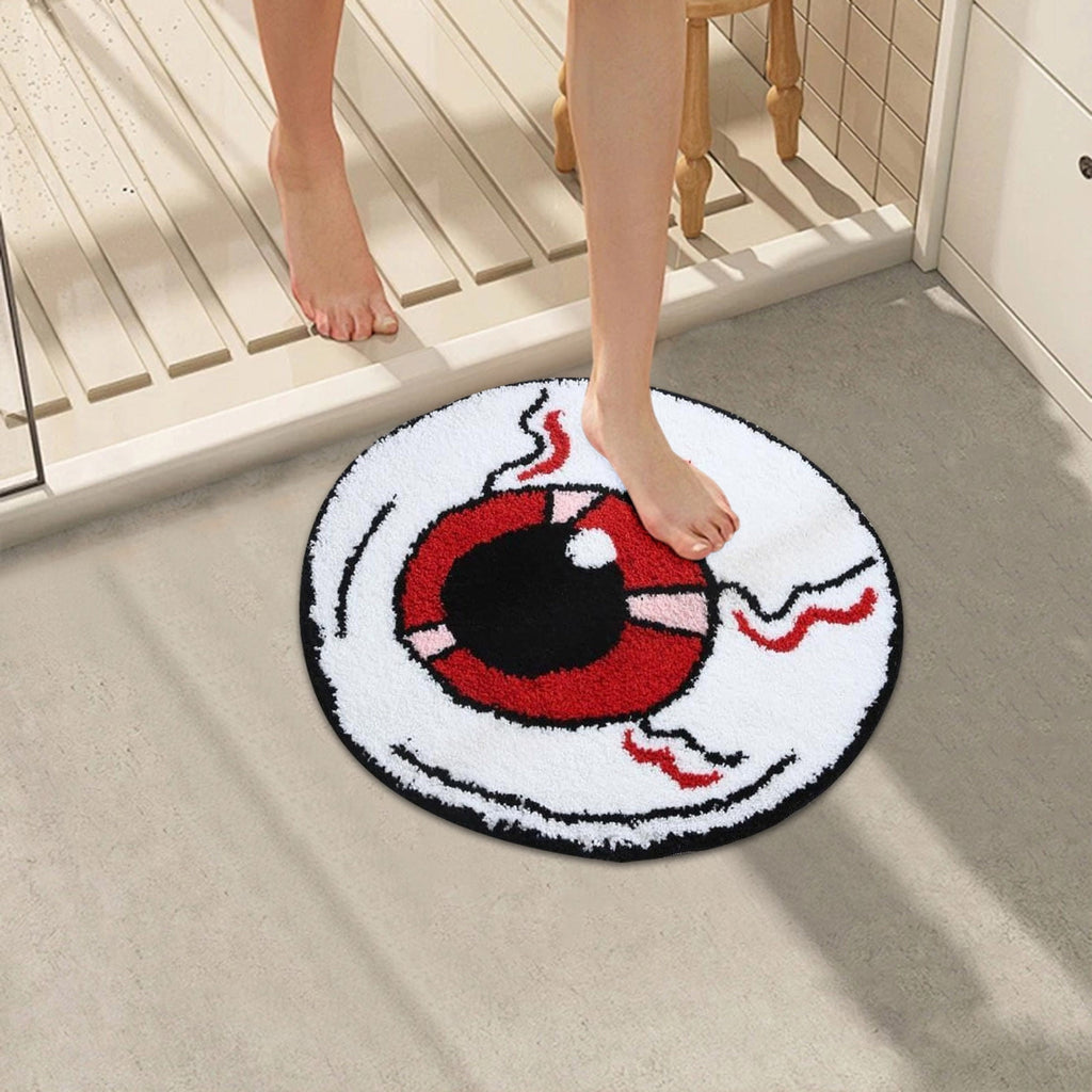 Fnochy Halloween Door Mat Bathroom Floor Mat Decorative Floor Mat Spider Web Eyeball Skull Ghost Halloween Decor Mat,23.6"X23.6" Clearance