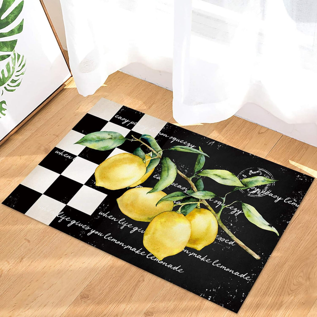 Christmas Snowman Trees Entrance Door Mat, Red Plaid Low Profile Tradition Christmas Decor Welcome Doormat, Non-Slip Carpet Rugs Floor Mat Decorative for Home/Bathroom/Kitchen - 20"x31.5"