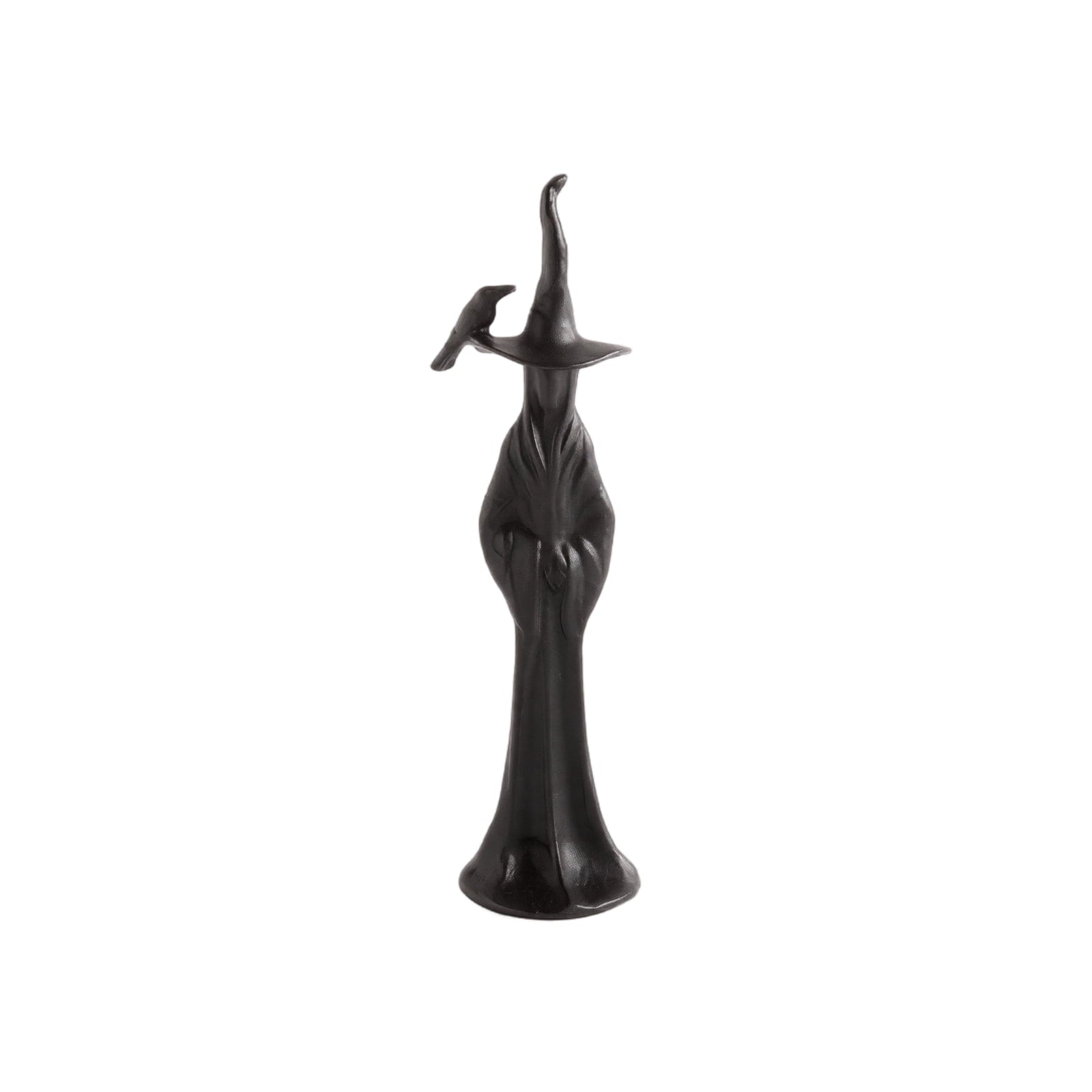 QLUEWX Halloween Sculpted Black Witch Statue, Resin Gothic Witch Figurine with Crow, 10 Inch Vintage Black Witch Sculpture Decor for Tabletop Mantel Shelf Home Holiday Party Decoration