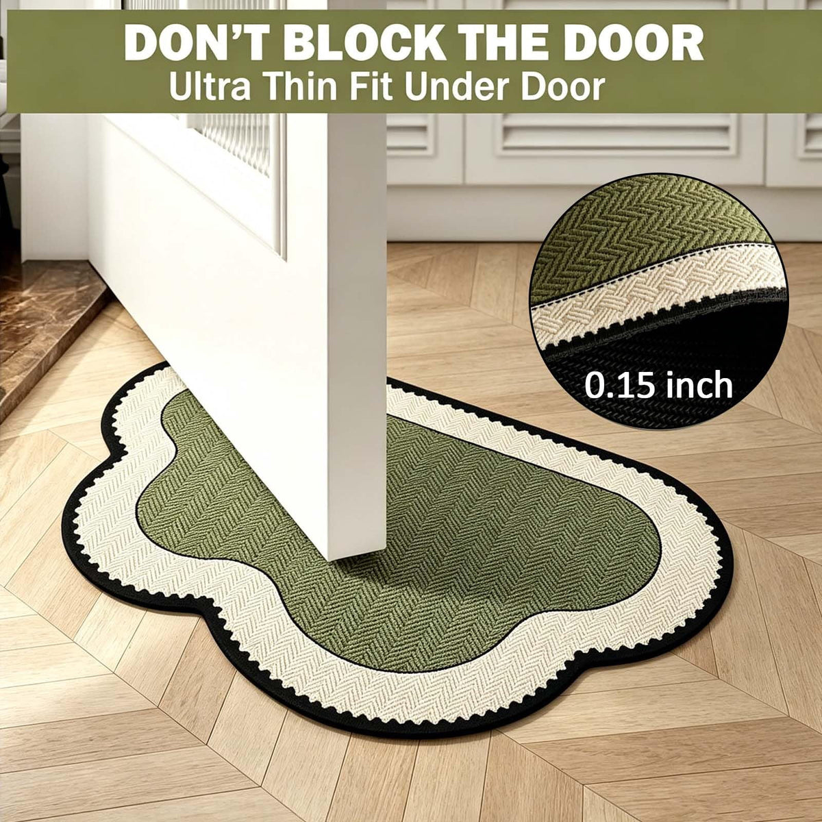 Front Door Mat Indoor Outdoor Entrance Rug, Semicircular Entrance Mat, Half Round Waterproo Non-Slip Durable Rubber Doormat for Garage, Patio, 29.5 inch