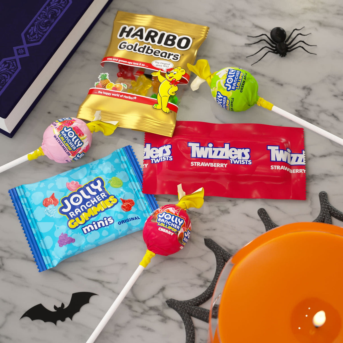 Haribo, Jolly Rancher and Twizzlers Assorted Fruit Flavored, Halloween Candy Variety Bag, 17.44 oz (58 Pieces)