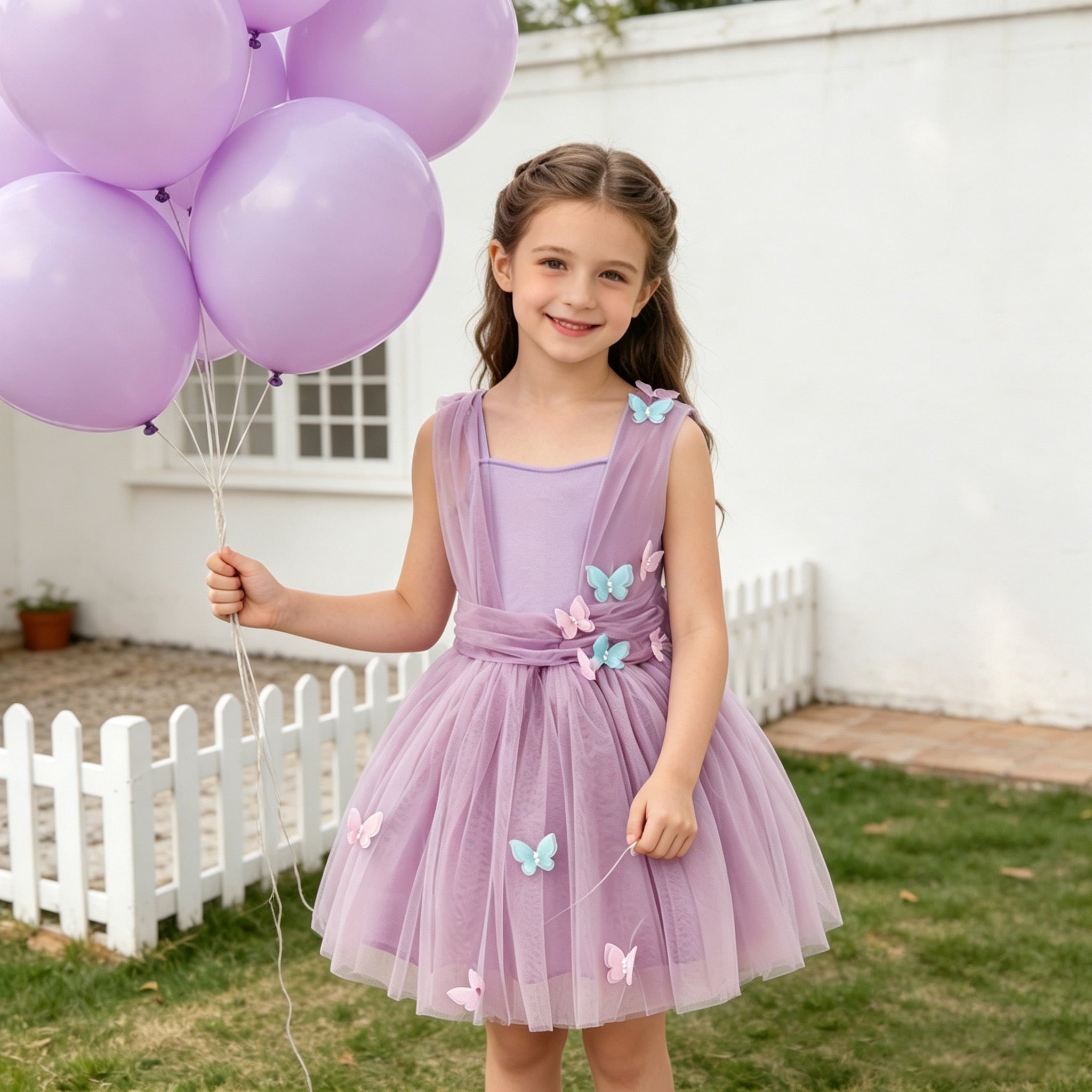 CZKHPTY Girls Rainbow Unicorn Tutu Costume Set with Headband & Wings, Kids Princess Dress Up Outfit, Sizes 9-10Y