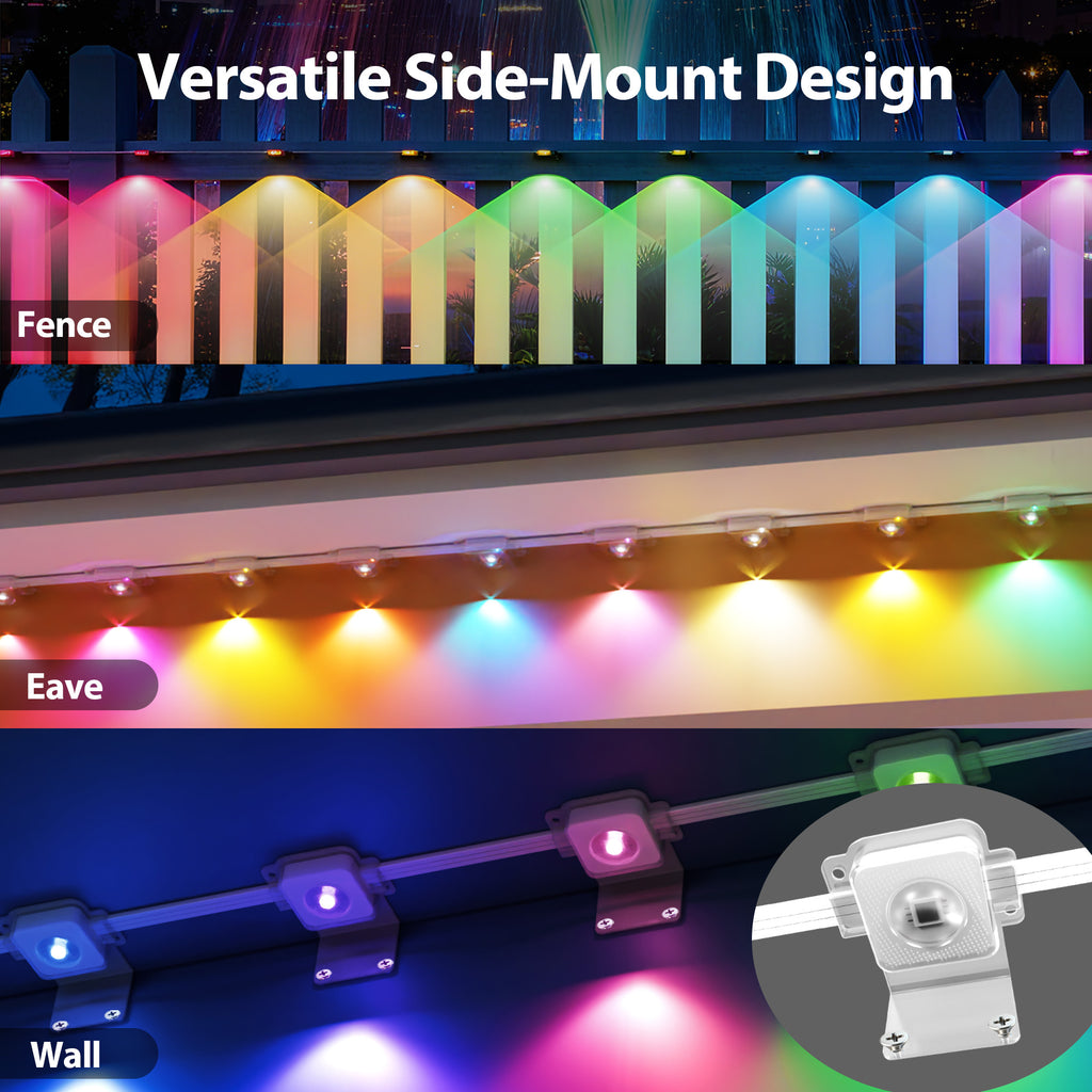 VIPLIKE Outdoor Lights, 100ft Permanent LED Lights, IP67 Waterproof, Patio, Garden, Holiday Decor