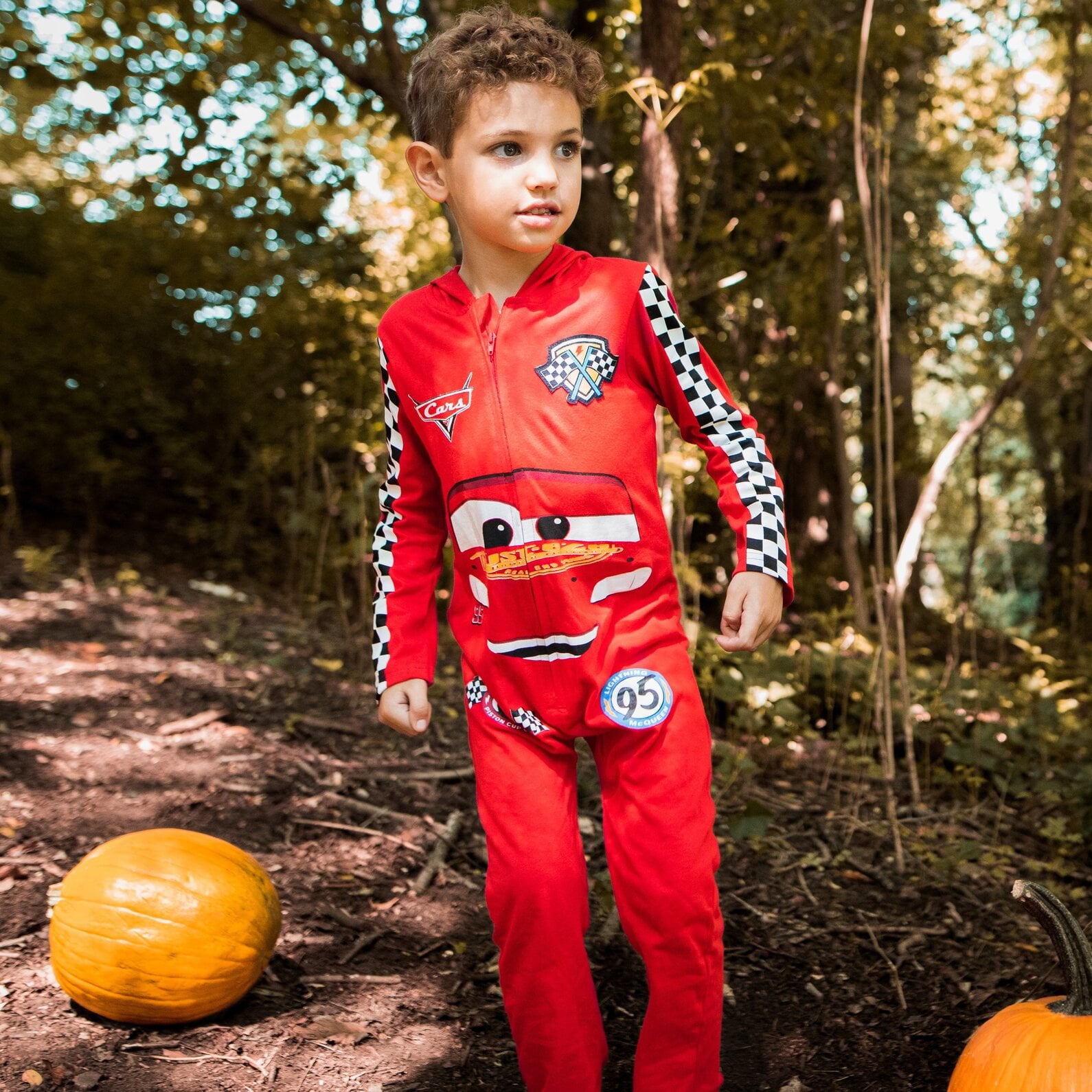 Disney Cars Toddler Boy or Girl Cosplay Hooded One Piece McQueen Red