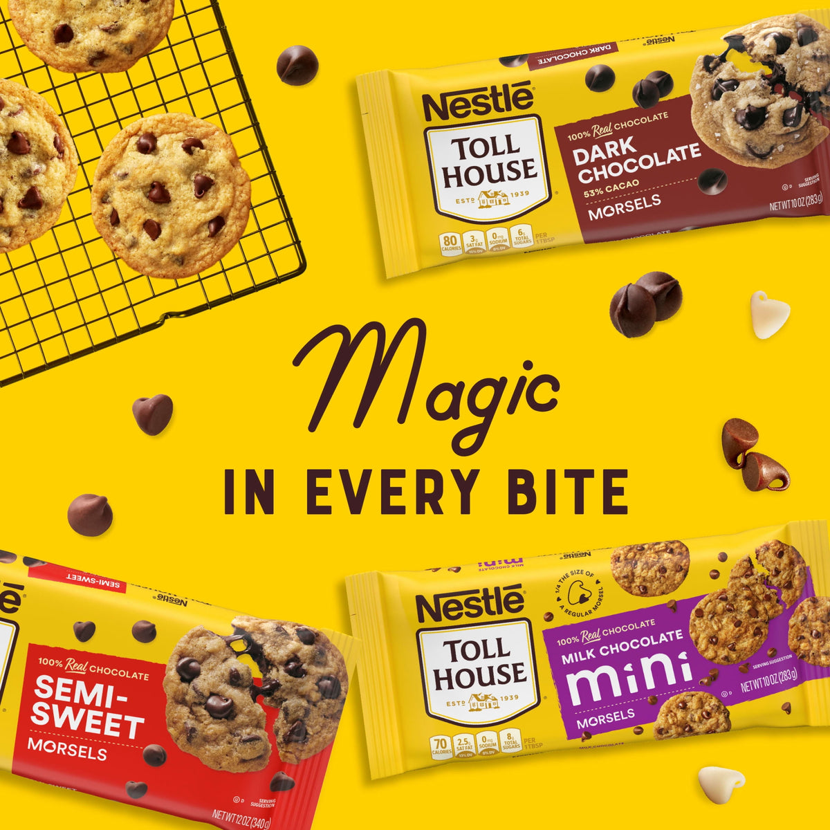 Nestle Toll House Semi Sweet Chocolate Baking Chips, 12 oz Bag