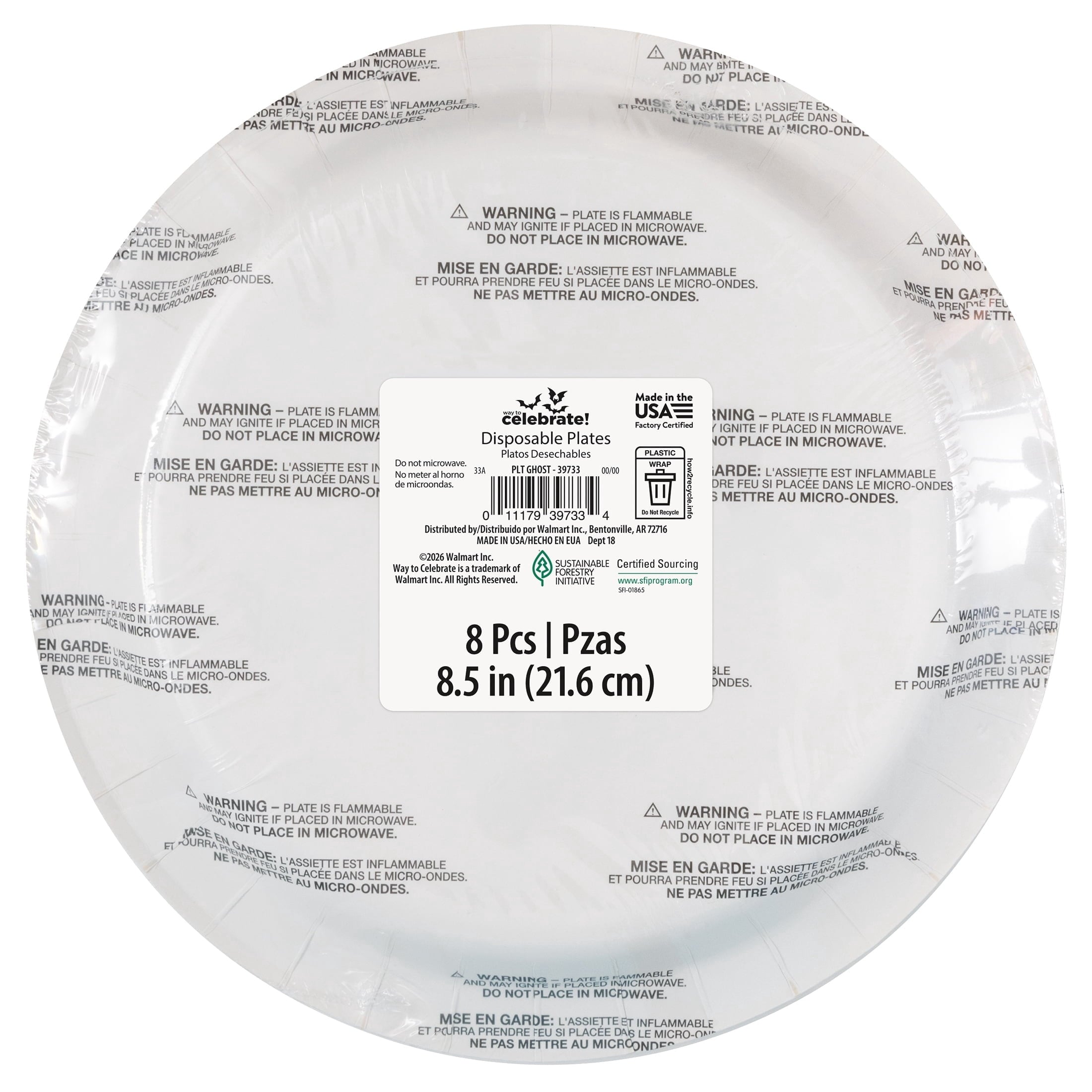 Cute Ghosts Disposable Paper Plates, Multicolor, 8.5", 8 Count, Halloween by Way To Celebrate