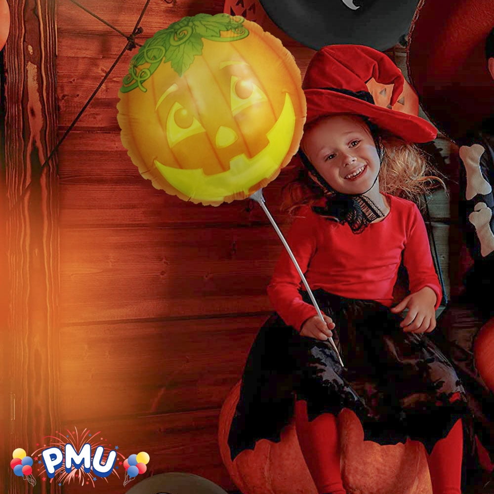 PMU Halloween Party Decoration "Happy Halloween" Jack Faces Aglow 18 Inch Mylar-Foil Balloon (1pkg) Pkg/1