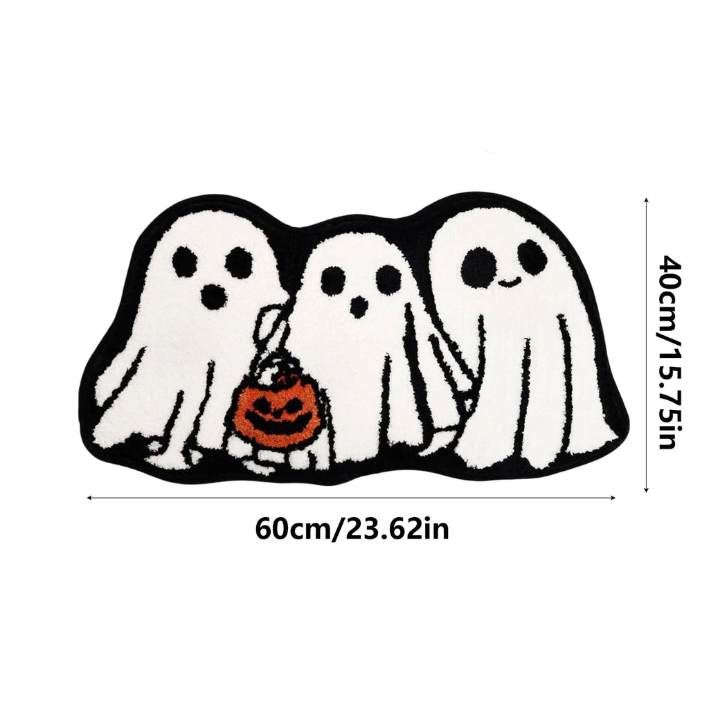 Halloween Wreath Shaped Rugs, Soft Indoor Mat for Entryway, Kitchen, Halloween Party, Pumpkin Witch Spooky Home Decor, 23.62x15.75 Inches