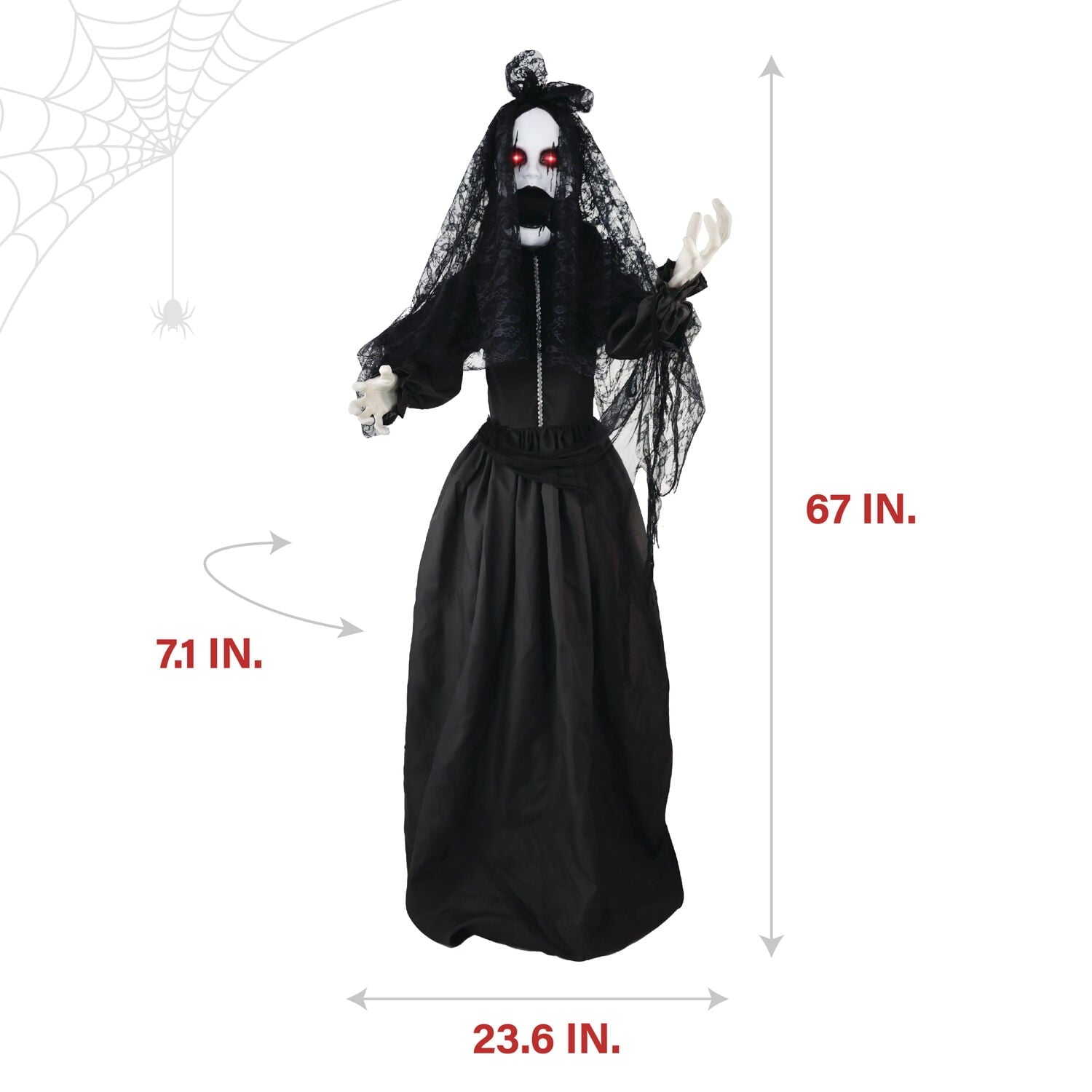 Haunted Hill Farm 6.5 Ft Life-Size Animatronic Bride Indoor/Outdoor Halloween Decoration, Multicolor, HHLADY-2FLSA