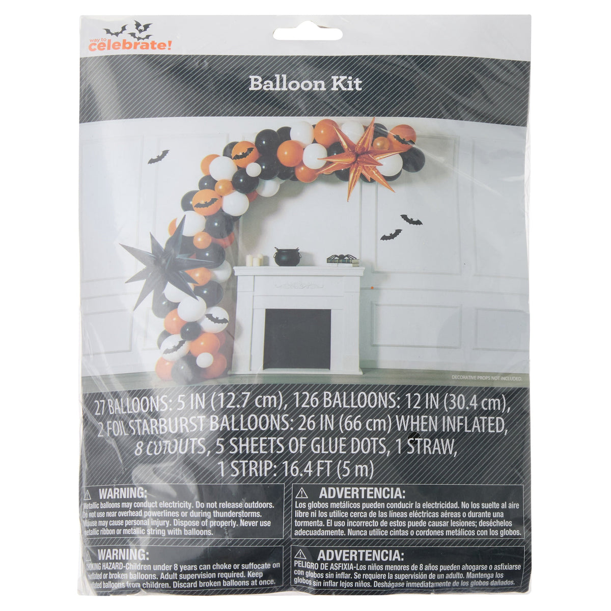 Balloon Arch Kit, Orange/Black/White, Halloween by Way To Celebrate