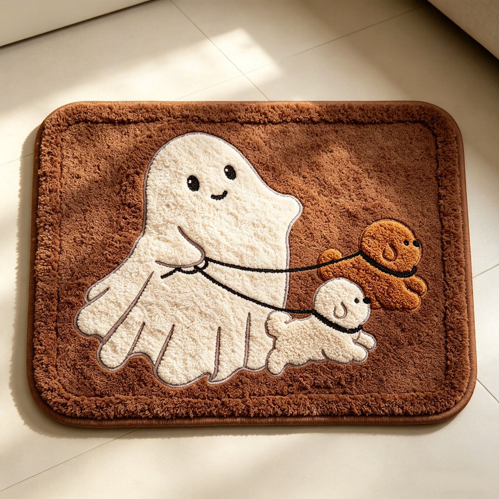 Halloween Bath Mat Ghost Multicolor Irregular Mat 27.56x17.72in Polyester Skidproof & Absorbent for Bathroom Entryway Living Room Halloween Door Mat by MPOISVA