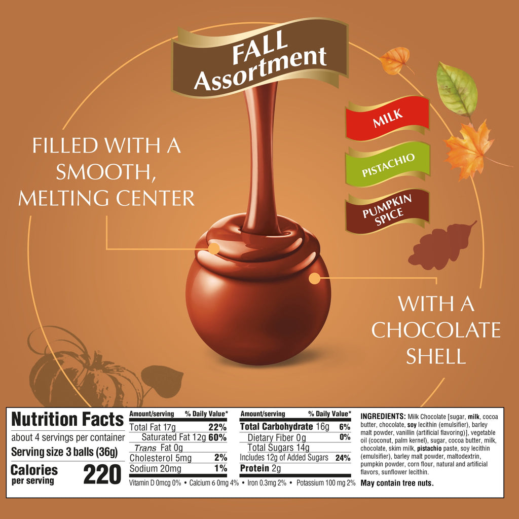 Lindt LINDOR Fall Assorted Milk Chocolate Candy Truffles, 5.1 oz. Bag