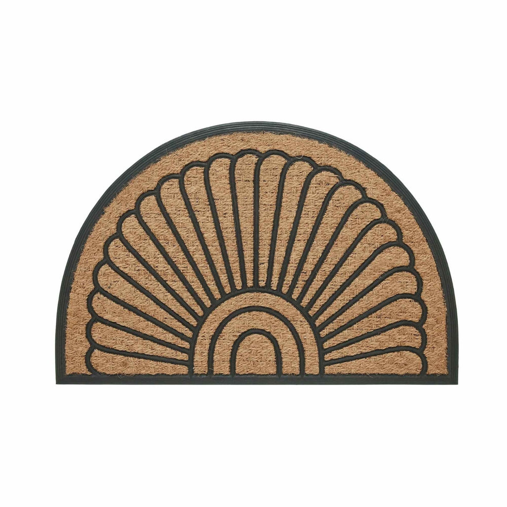 Front Door Mat Indoor Outdoor Entrance Rug, Semicircular Entrance Mat, Half Round Waterproo Non-Slip Durable Rubber Doormat for Garage, Patio, 29.5 inch