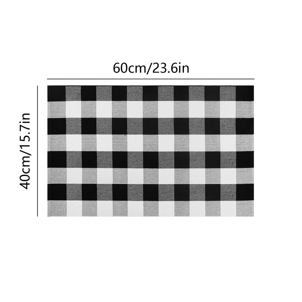 Fnochy Halloween Door Mat Outdoor 23.6"x35.4", Fall Decor Buffalo Plaid Outdoor Rug, Farmhouse Checkered Layered Welcome Door Mat for Entryway, Halloween Front Porch Decor, Orange and White