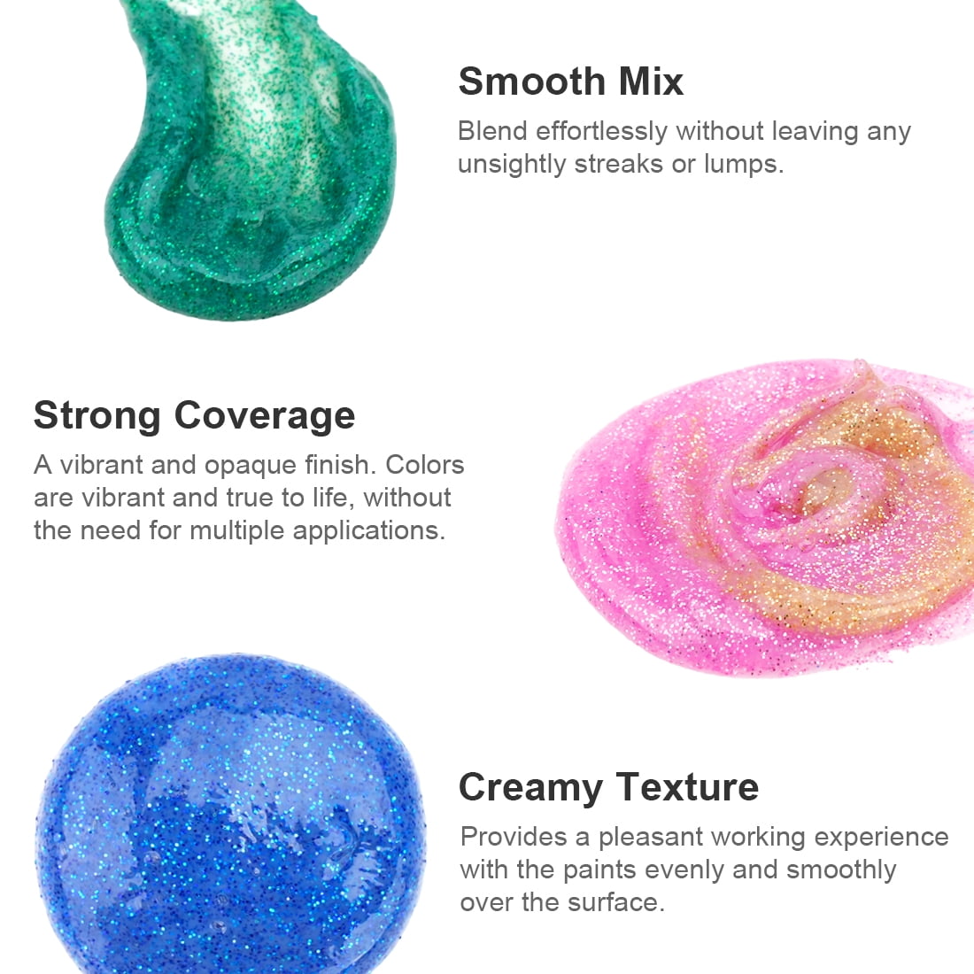 AUREUO Galaxy Glitter Acrylic Paint Set - 8 Twinkle Colors 0.71 Fl Oz / 21ml Tubes Sparkling Art Paints for Crafts Decor Non-toxic Painting Supplies for Artists