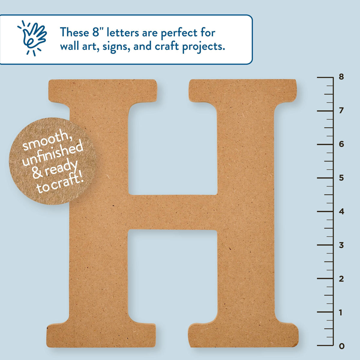 Hello Hobby Surfaces Unfinished Wood MDF Letter A, 8 in