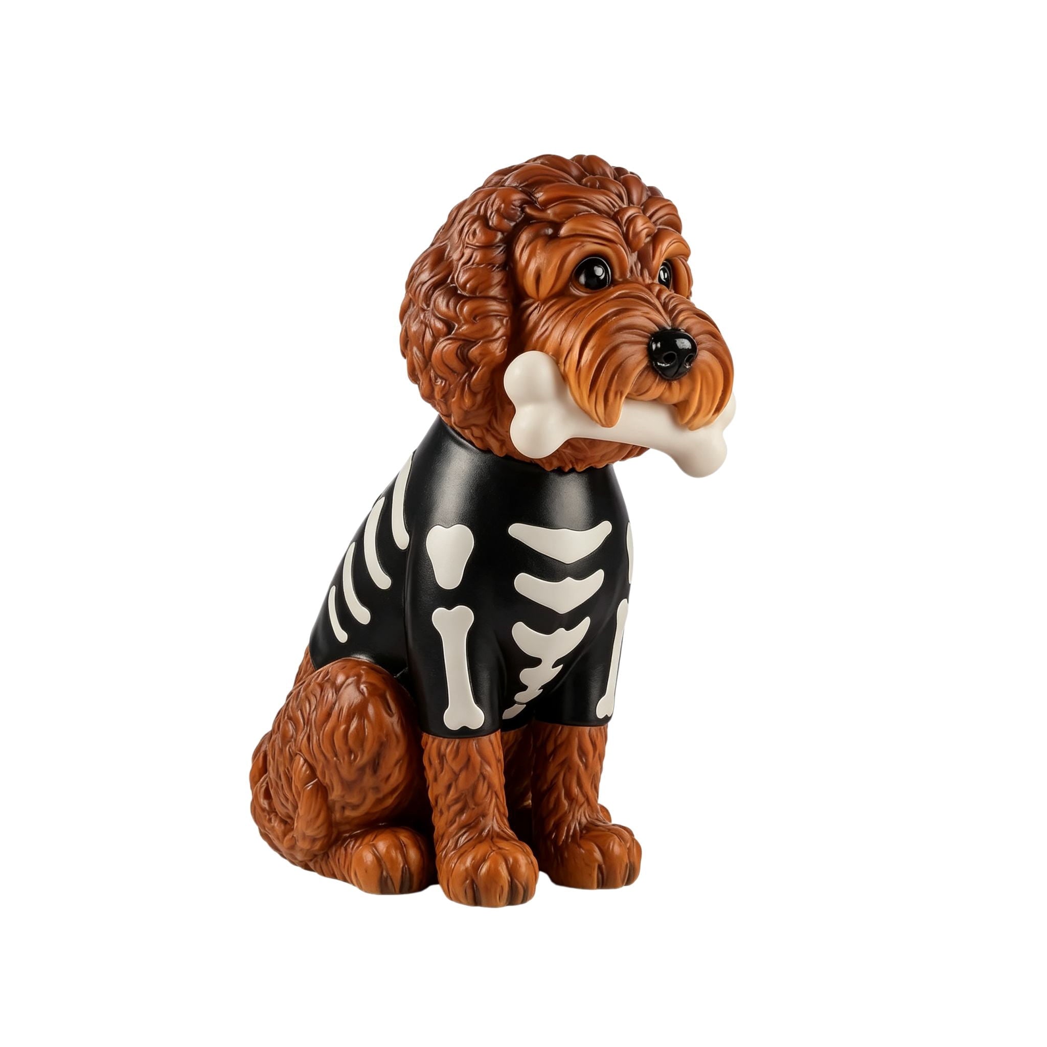 Clearance Halloween Schnauzer Bat Figurine with Ghost Bucket, 8 inch Resin Cute Dog Gifts Tabletop Decor
