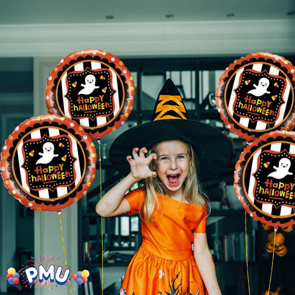 PMU Halloween Party Decoration "Happy Halloween" Jack Faces Aglow 18 Inch Mylar-Foil Balloon (1pkg) Pkg/1